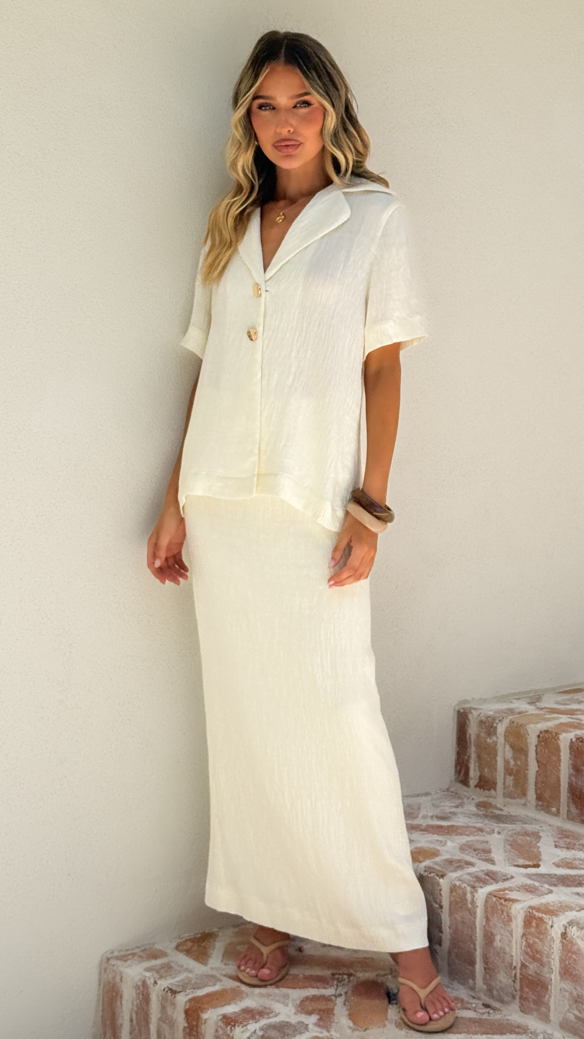 Razi Maxi Skirt - Ivory - Billy J