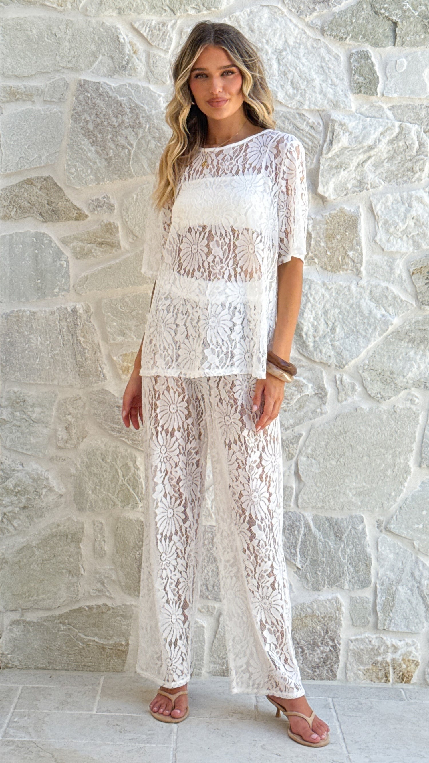 Santana Lace Pants - White - Billy J