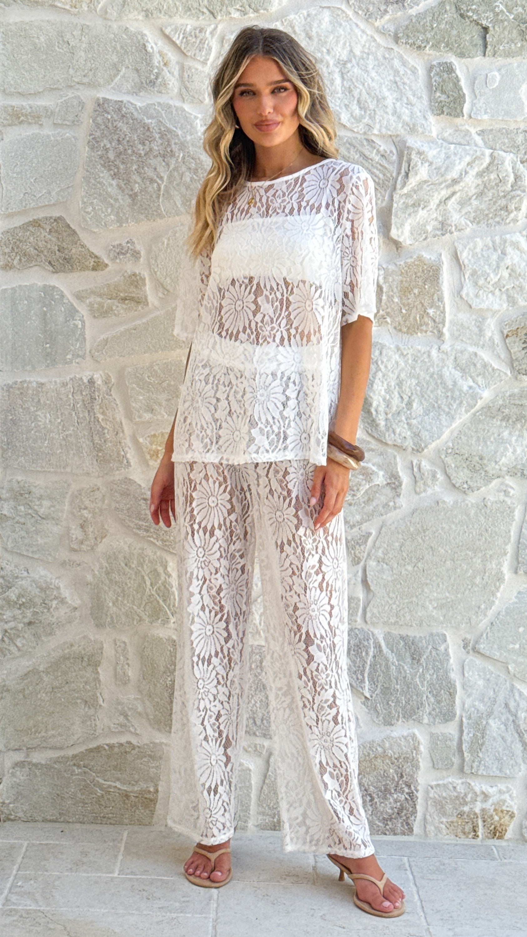 Santana Lace Pants - White - Billy J