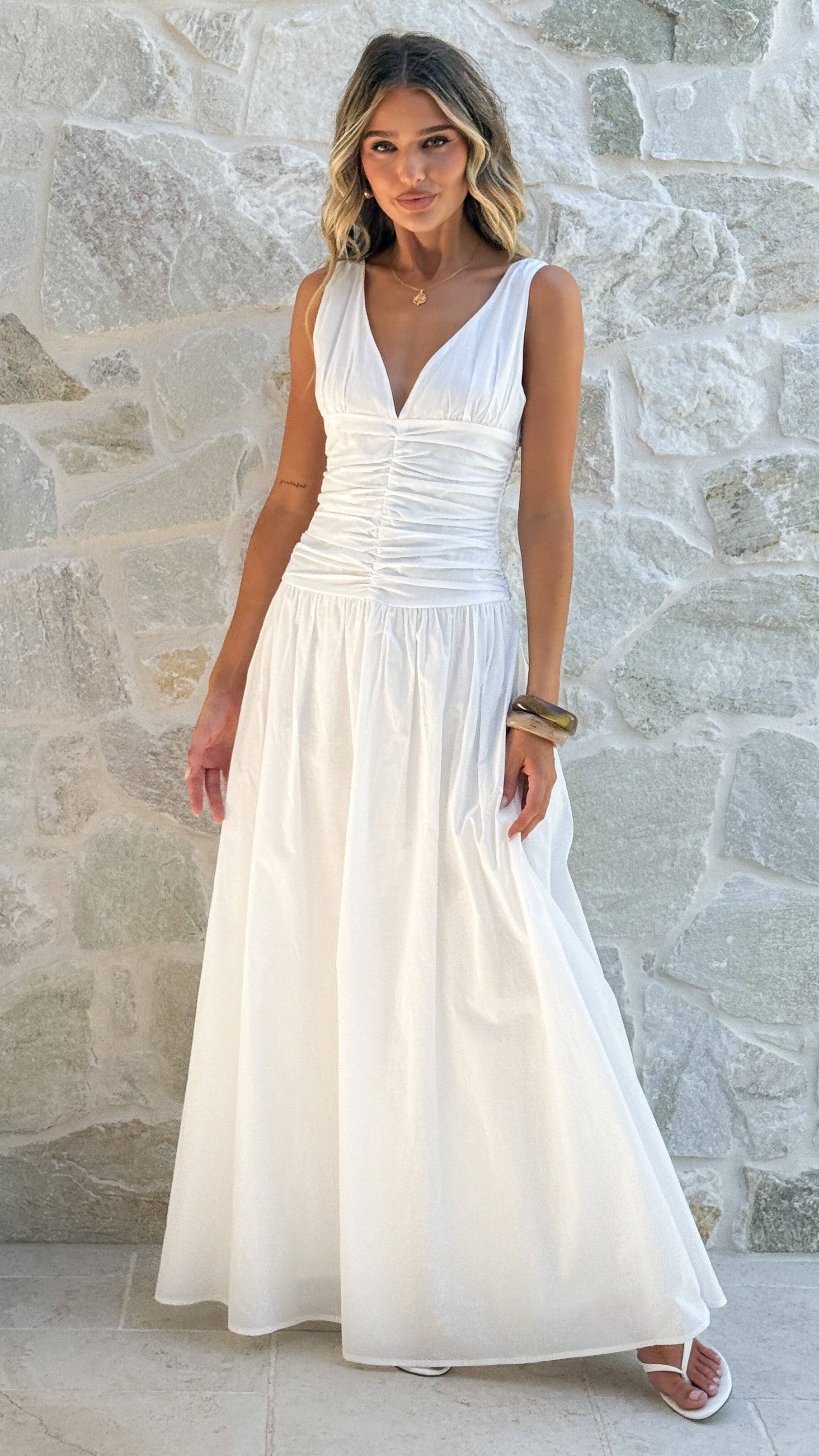 Sanya Maxi Dress - White - Billy J