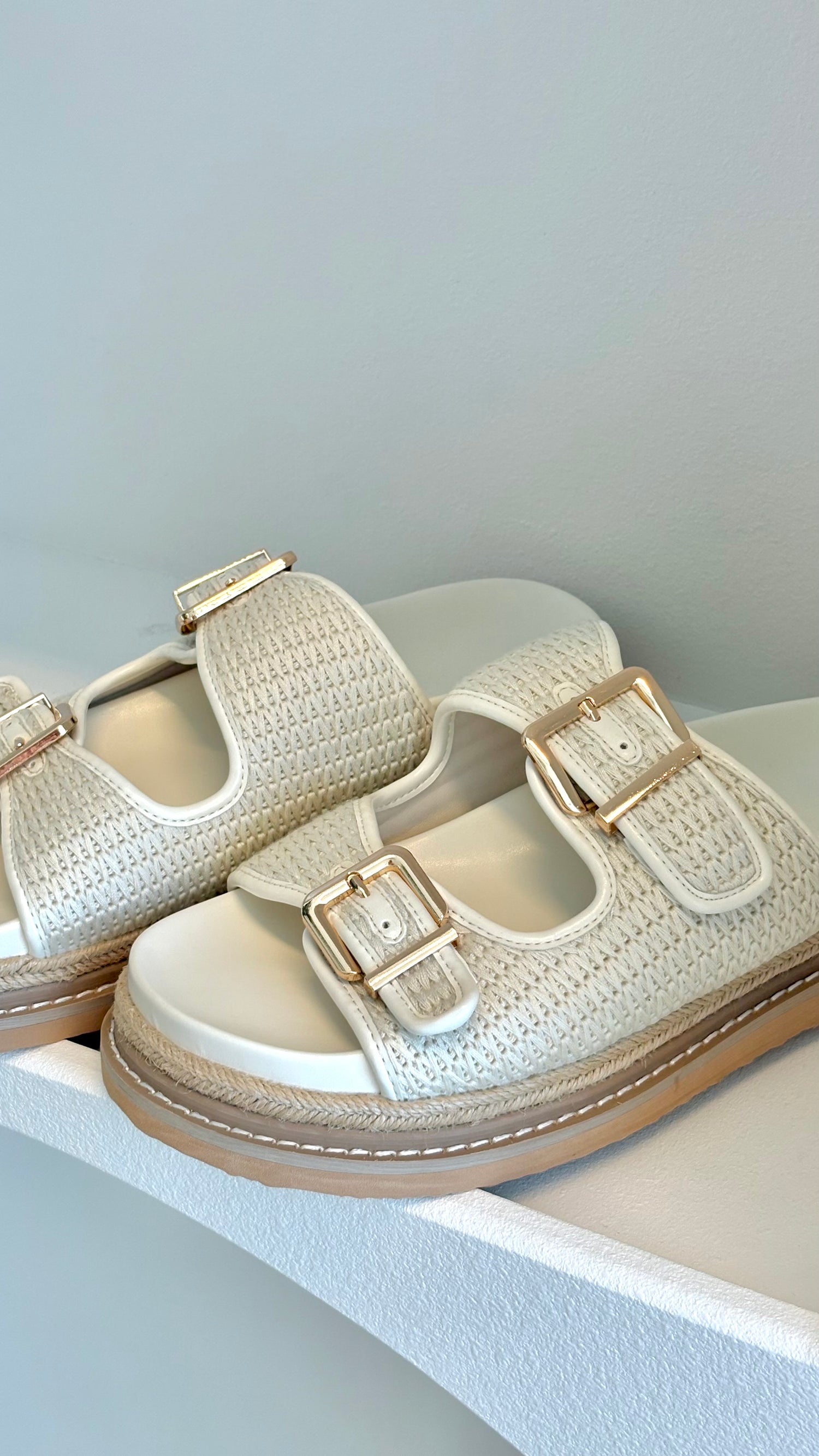 Adonis Slide - Cream Raffia - Billy J
