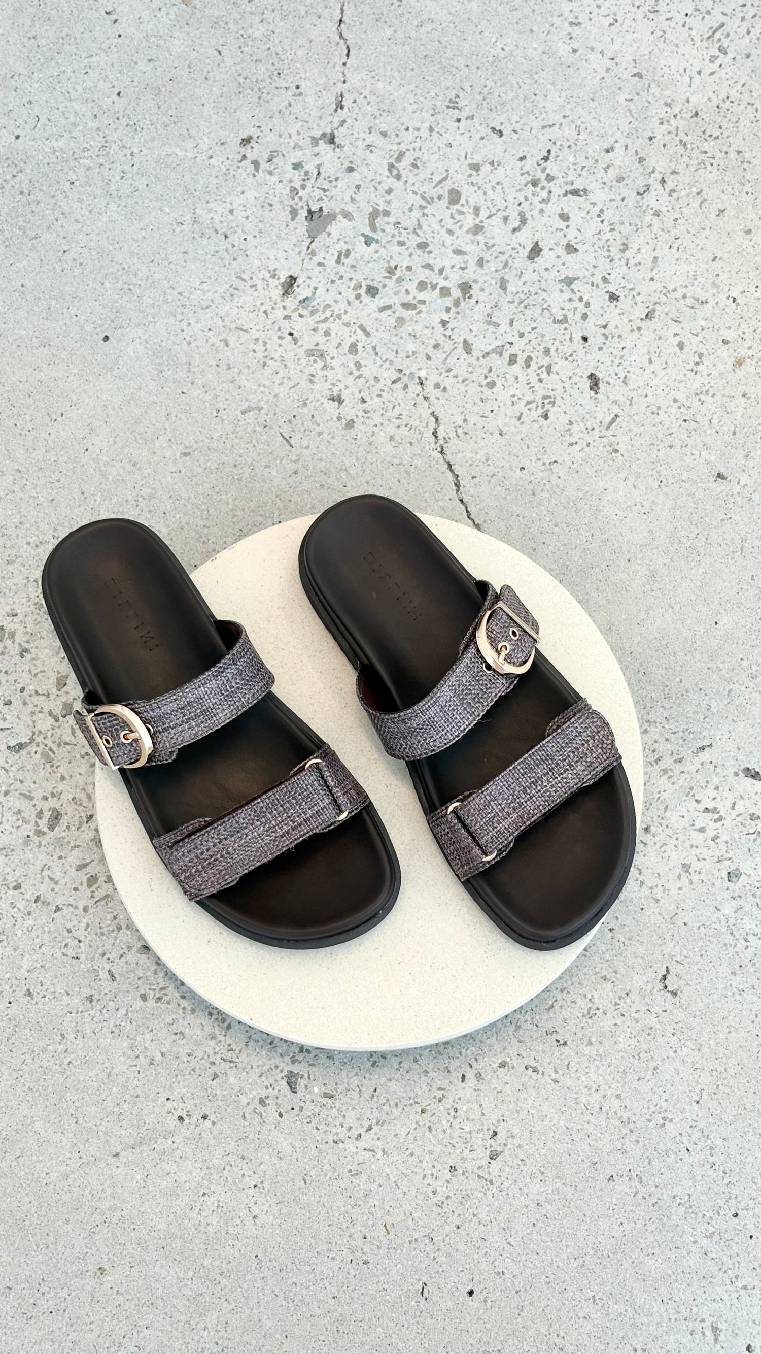Aggie Slide - Chocolate Raffia - Billy J