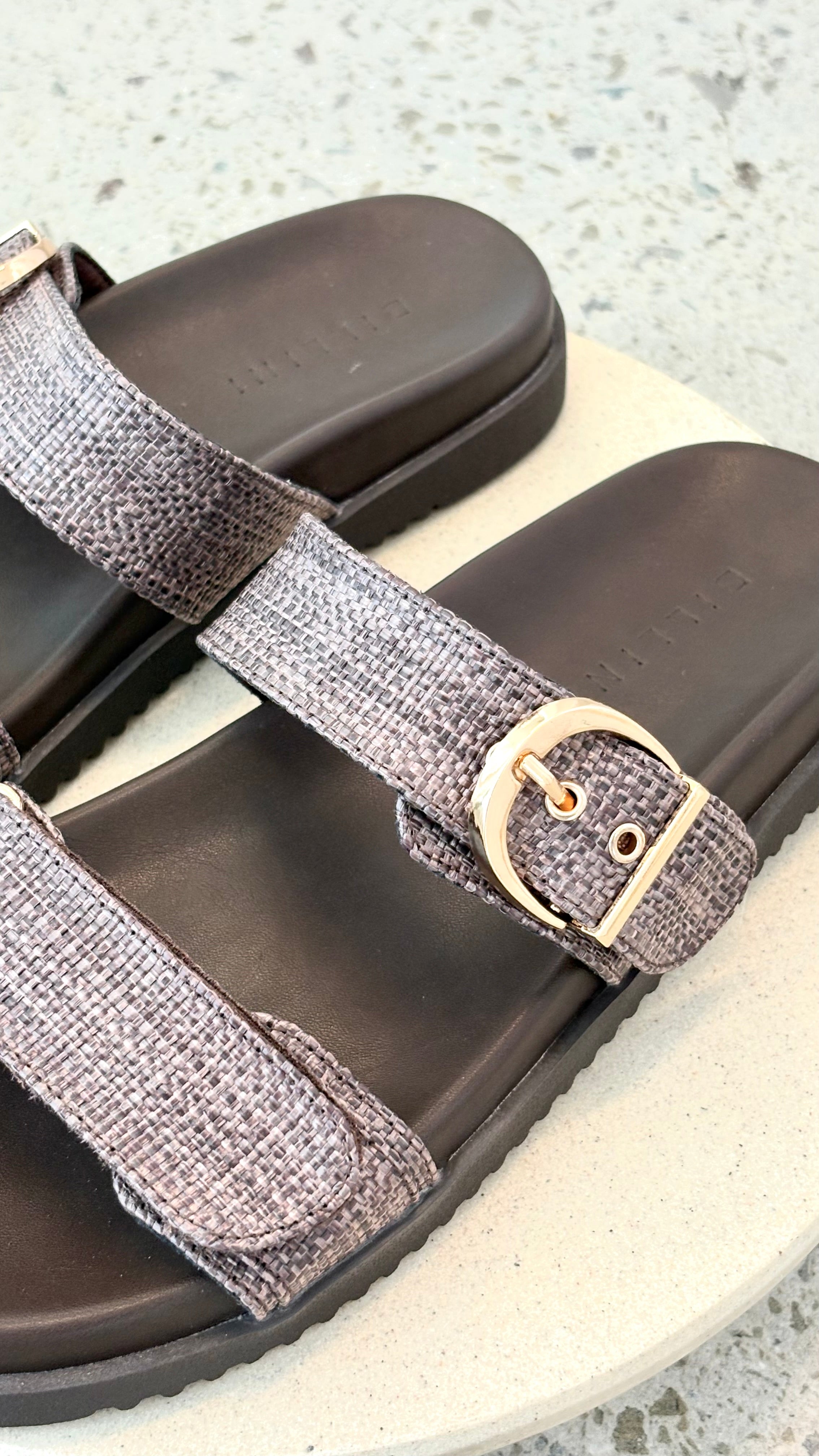 Aggie Slide - Chocolate Raffia - Billy J