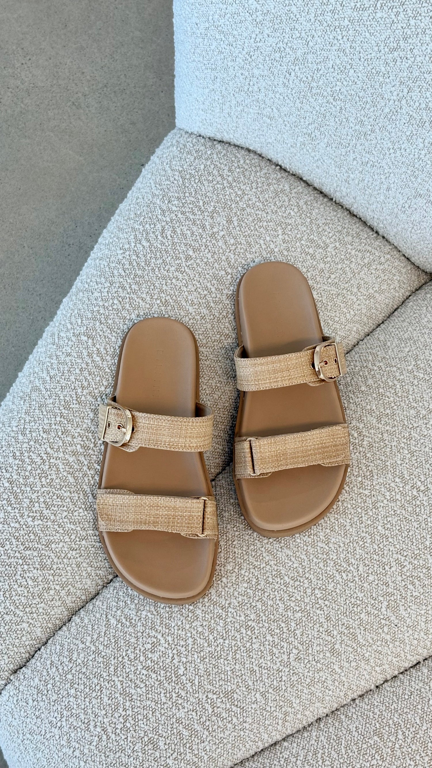 Aggie Slide - Natural Raffia