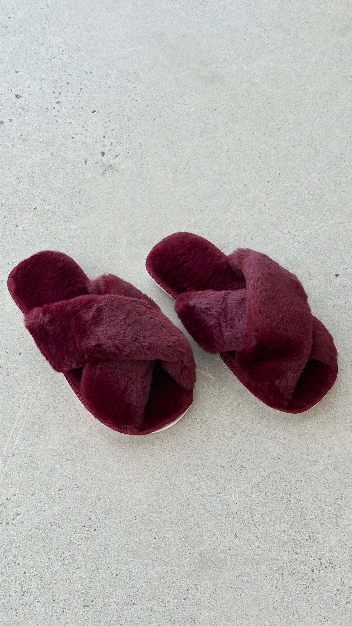 Jessica Fluffy Slippers - Wine - Billy J