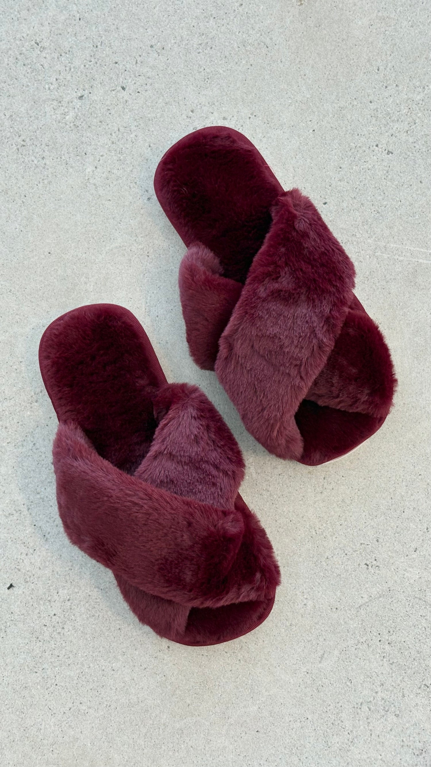 Jessica Fluffy Slippers - Wine - Billy J