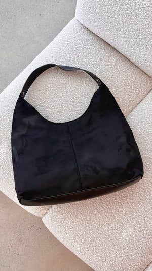 Tammy Shoulder Bag - Black Suede - Billy J