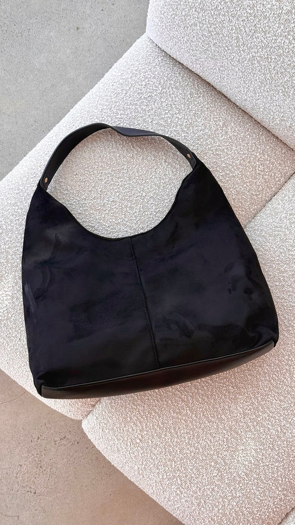 Tammy Shoulder Bag - Black Suede - Billy J