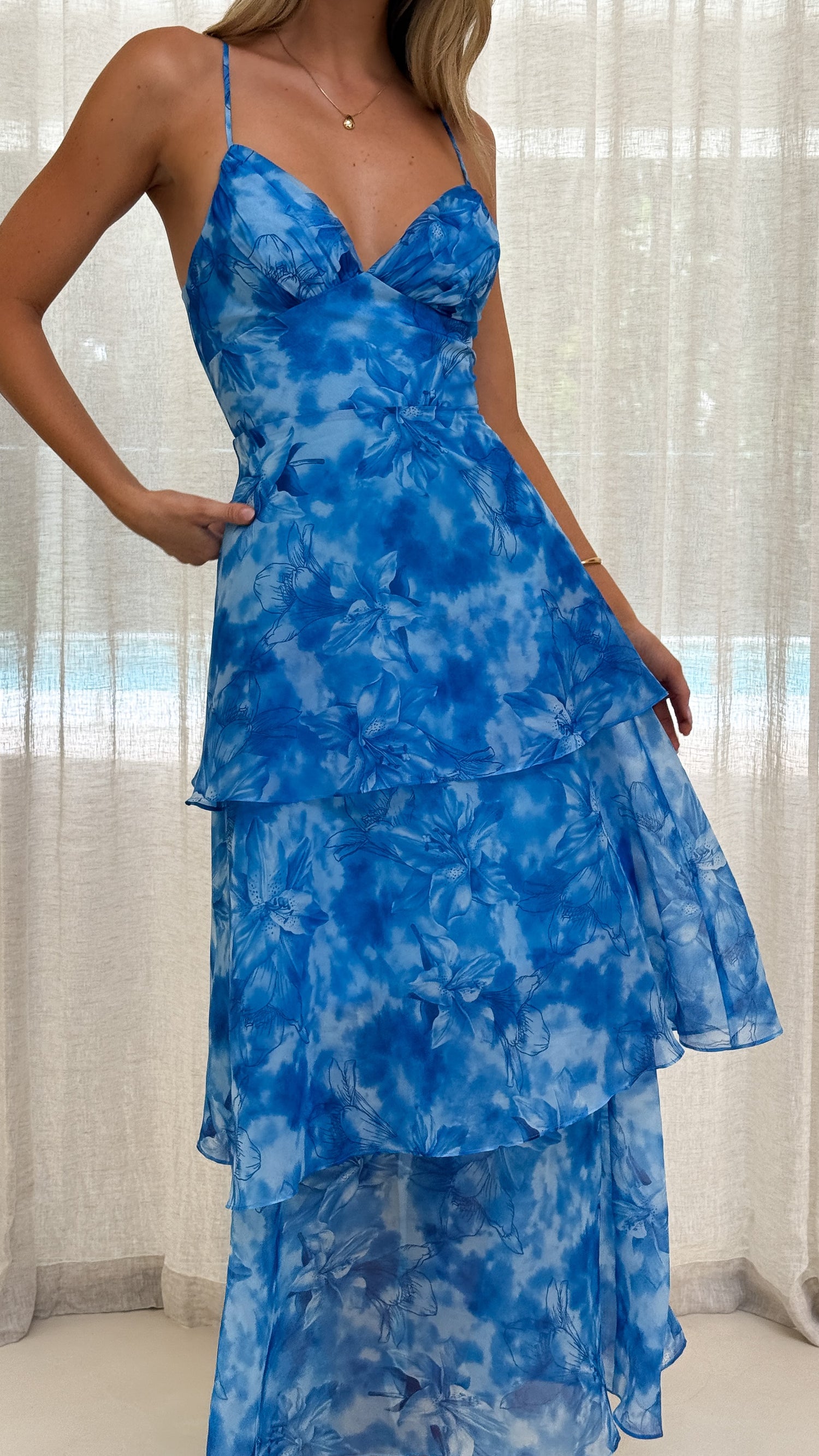 Kelli Maxi Dress - Blue Floral - Billy J