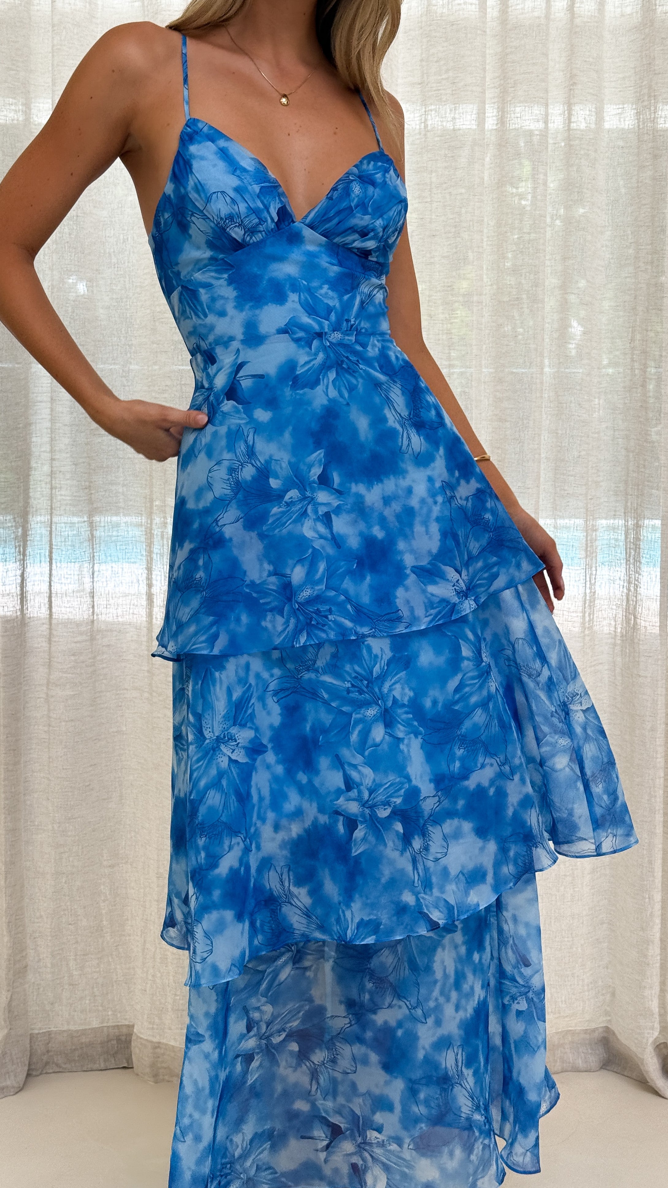 Kelli Maxi Dress - Blue Floral - Billy J