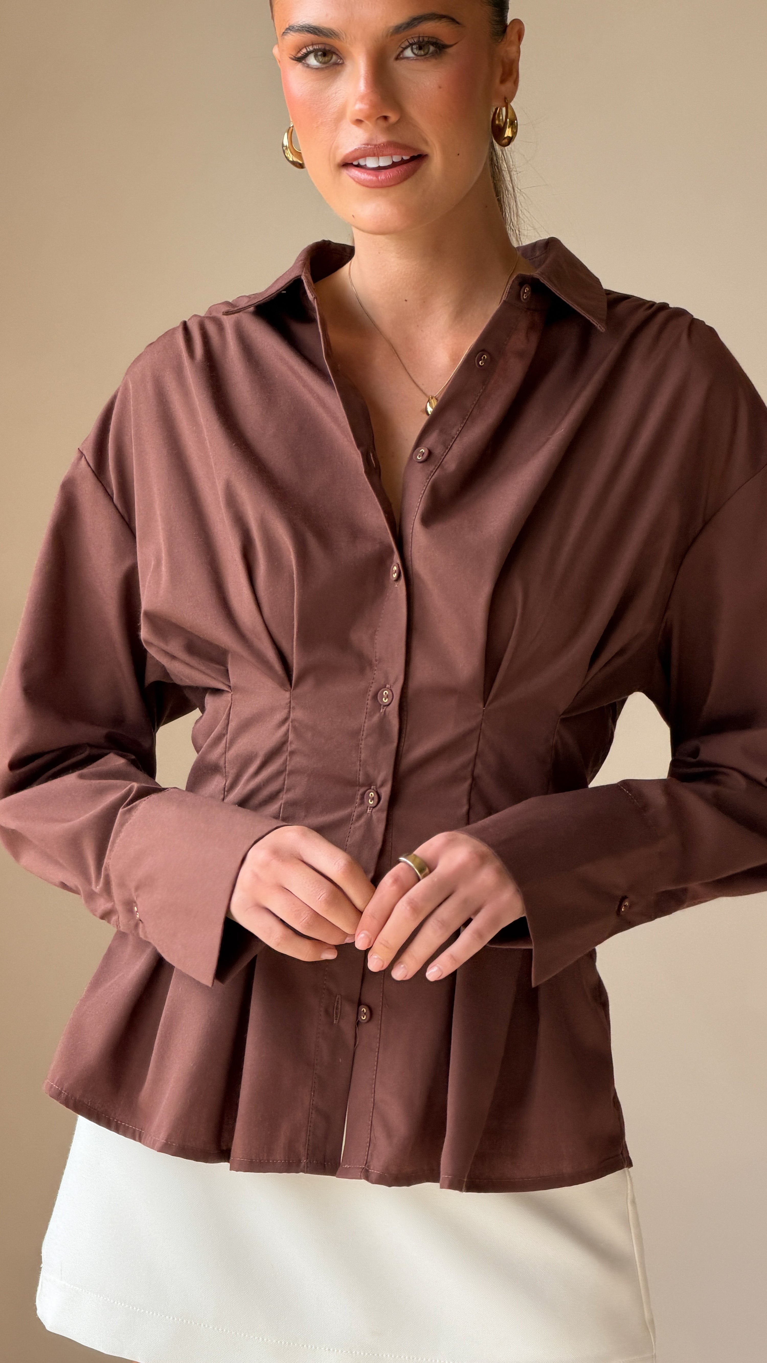 Riley Long Sleeve Top - Brown - Billy J