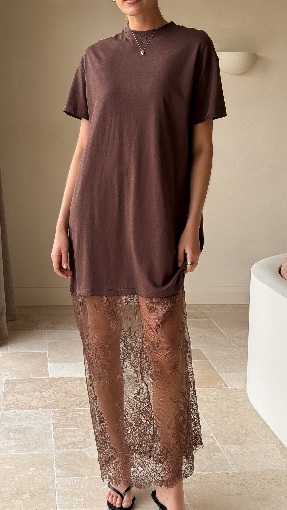 Adora T-Shirt Maxi Dress - Chocolate - Billy J