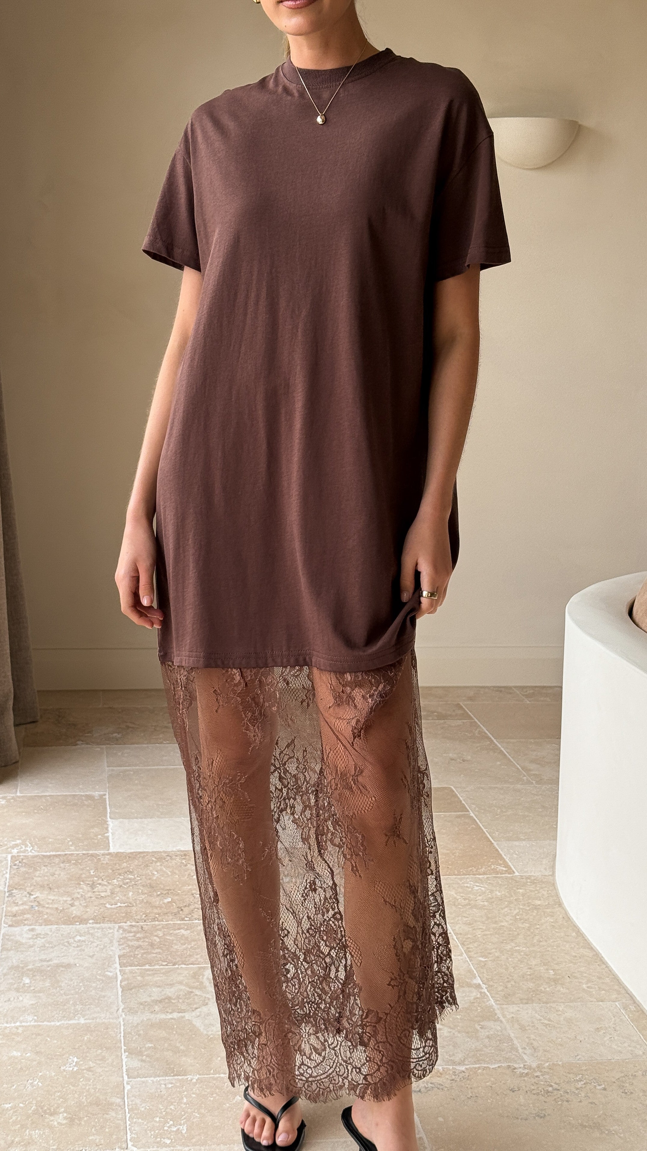 Adora T-Shirt Maxi Dress - Chocolate - Billy J