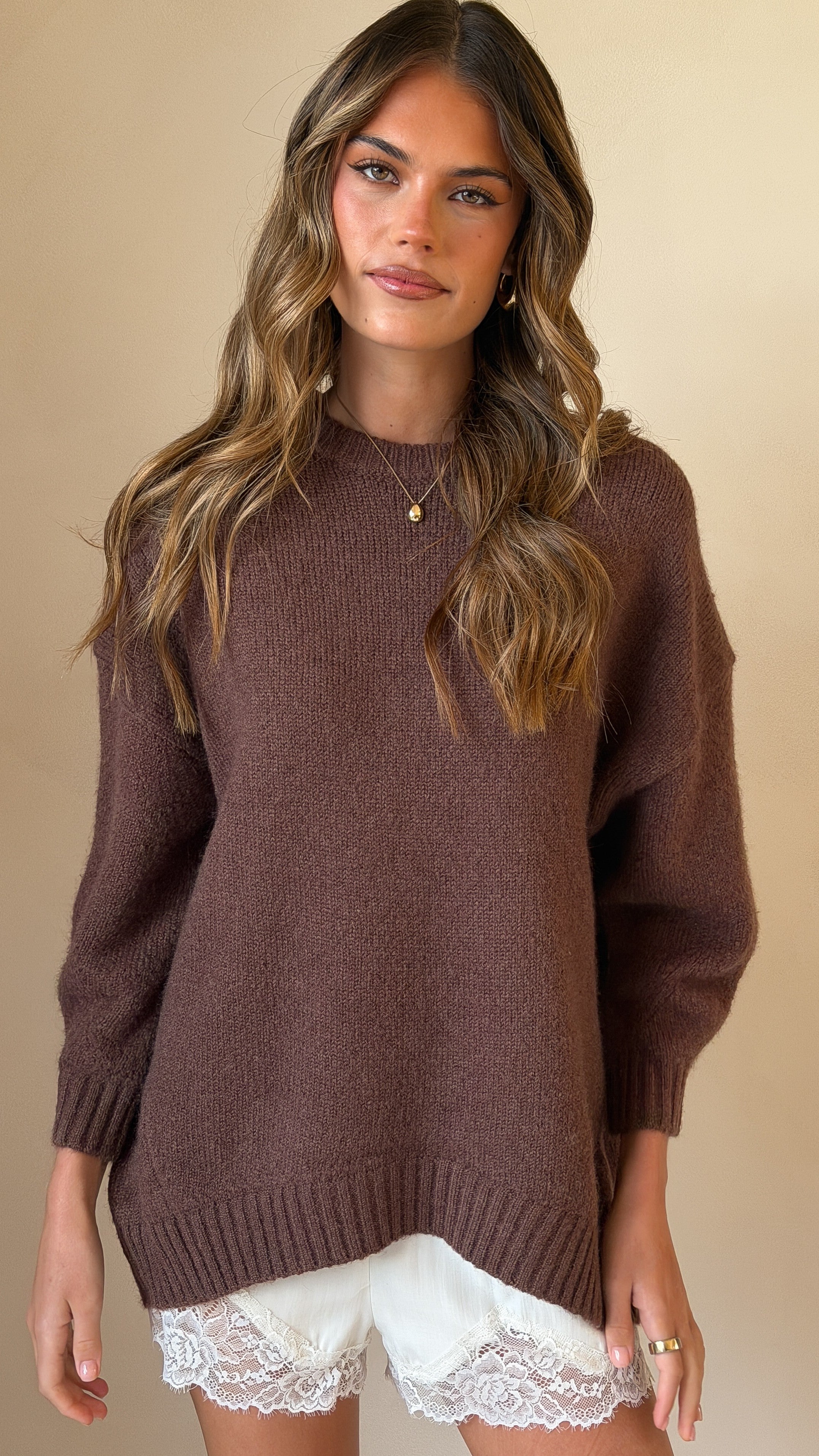Belle Knit Sweater - Brown - Billy J