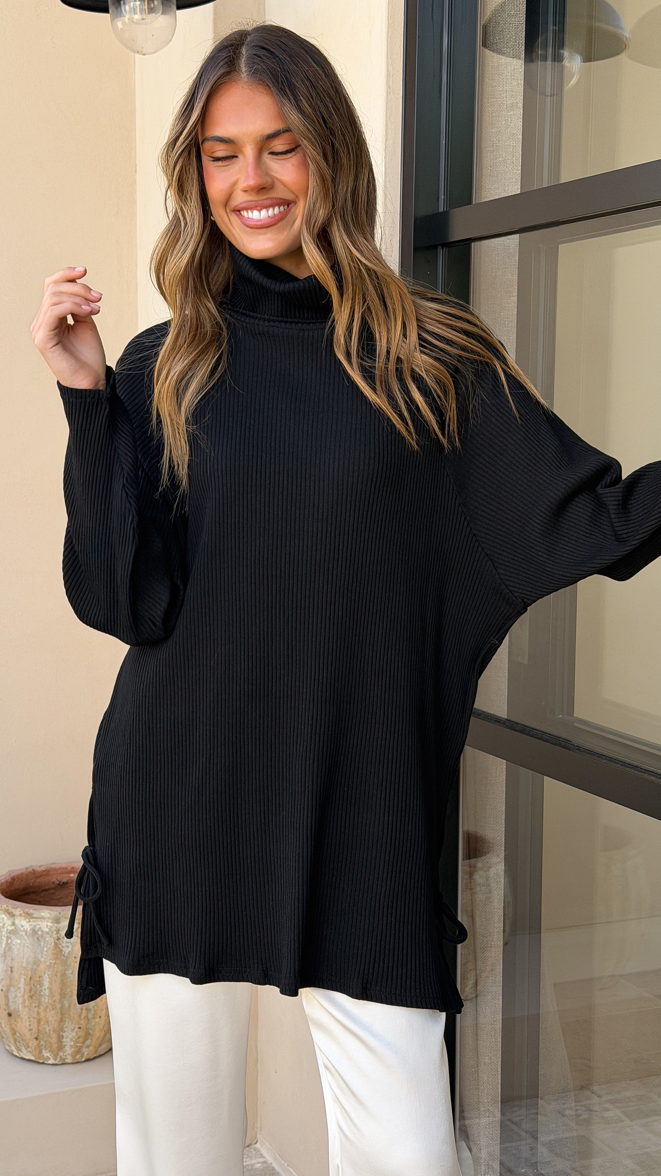 Ravio Oversized Rib Knit - Black - Billy J