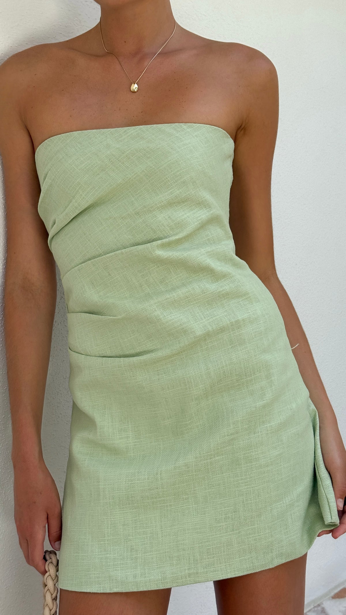 light green strapless mini dress Mini Bodycon Dress