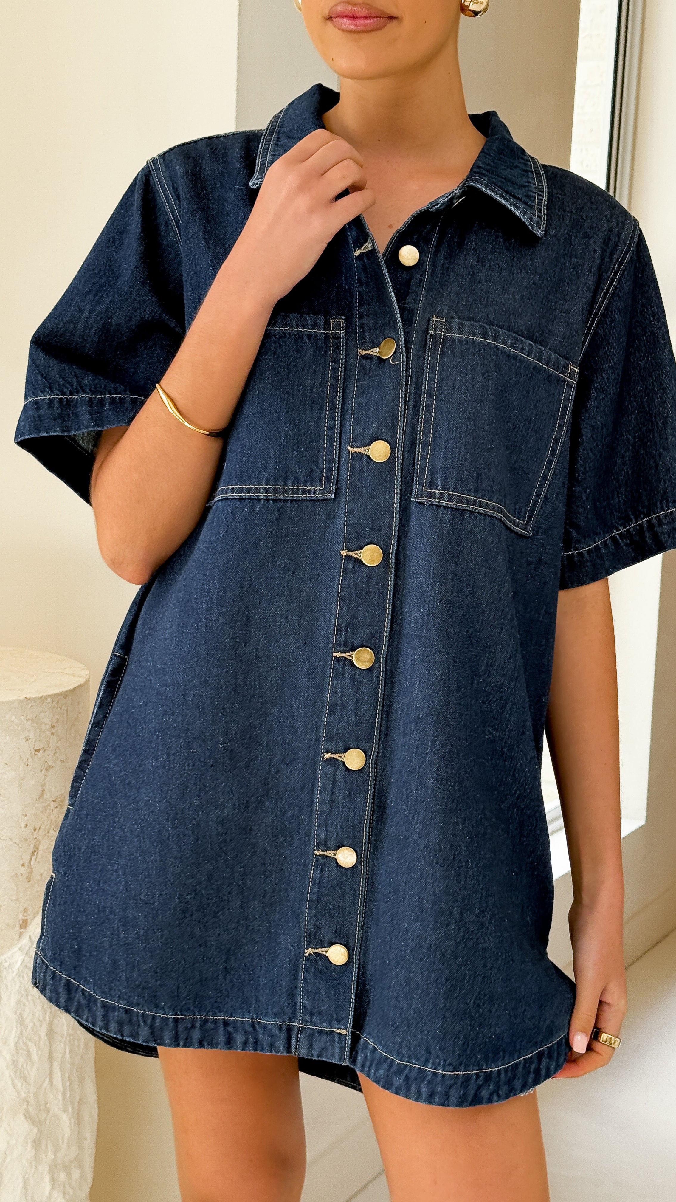 Rayna Denim Mini Dress - Indigo - Billy J