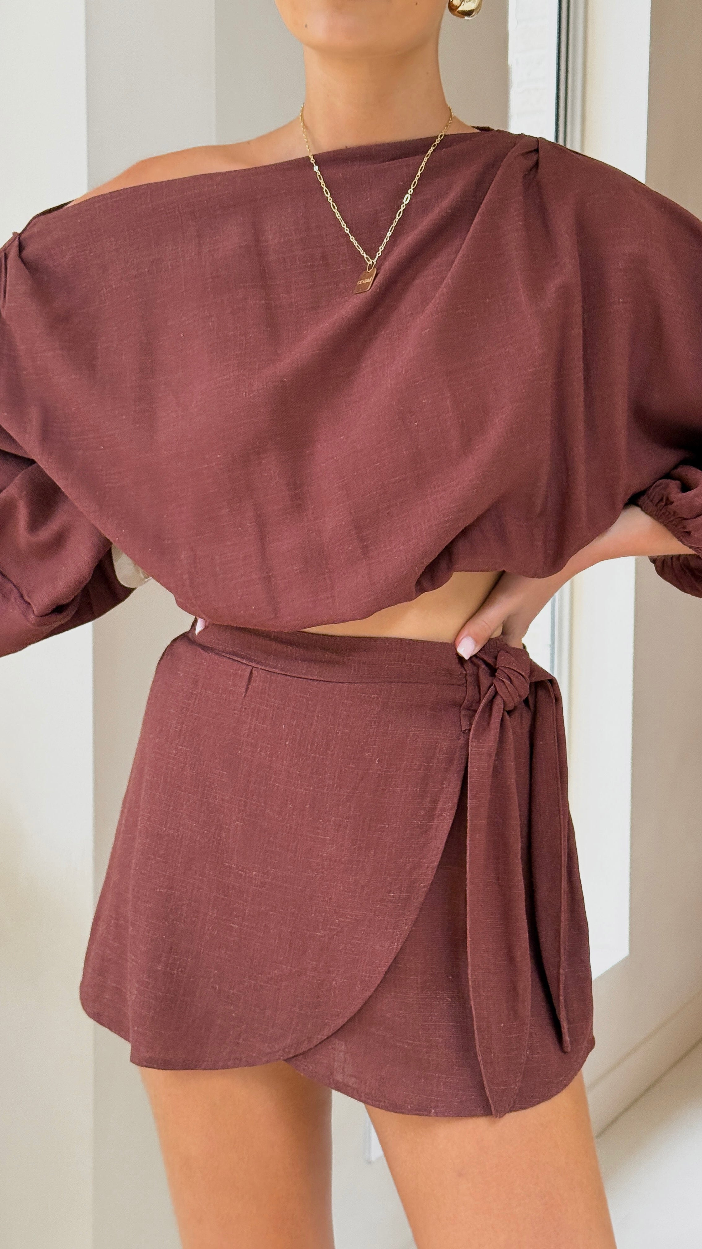 Ilara Wrap Skort - Chocolate - Billy J