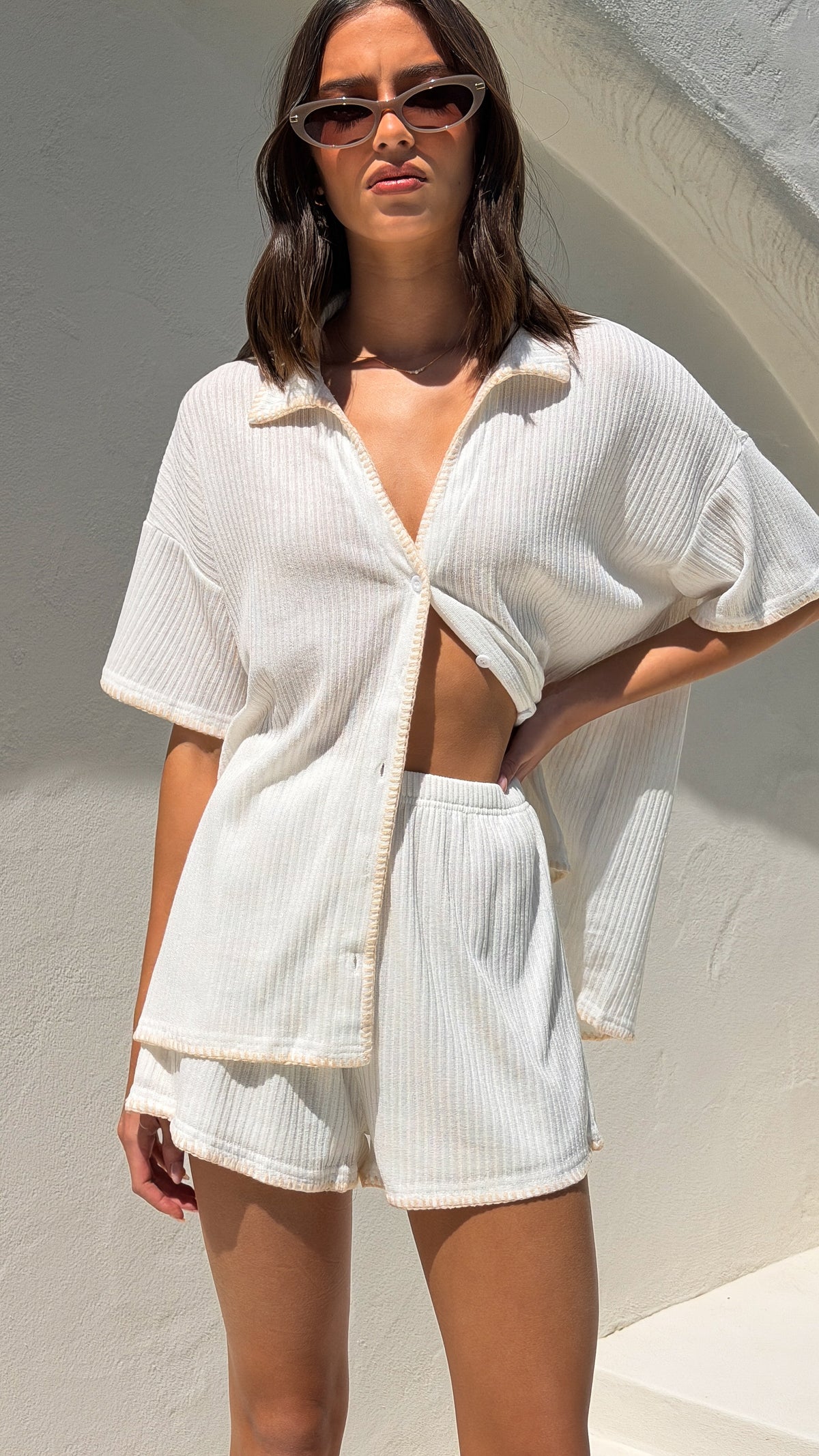 Eden Knit Top and Shorts Set - White