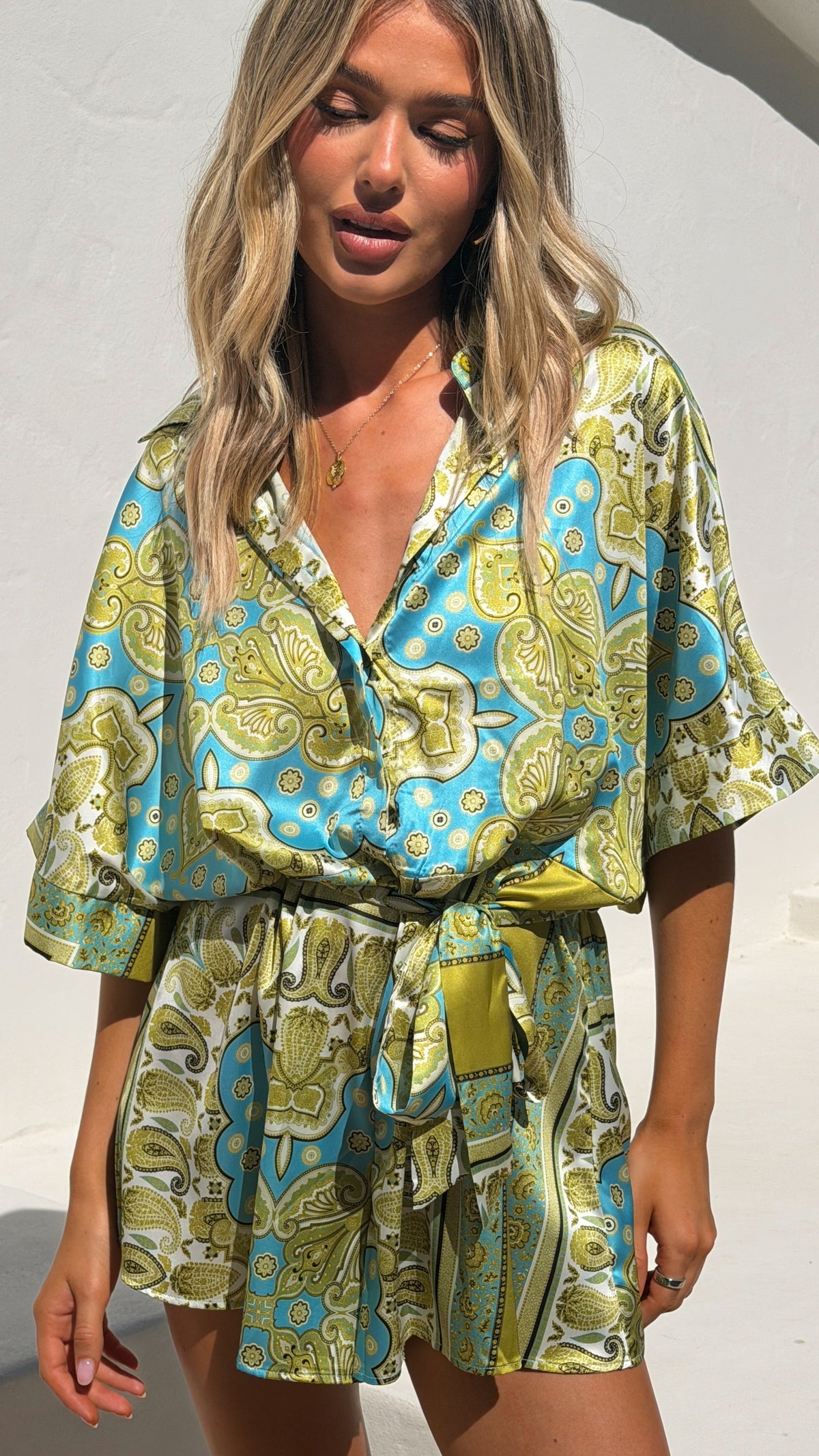 Carmen Playsuit - Green Print - Billy J