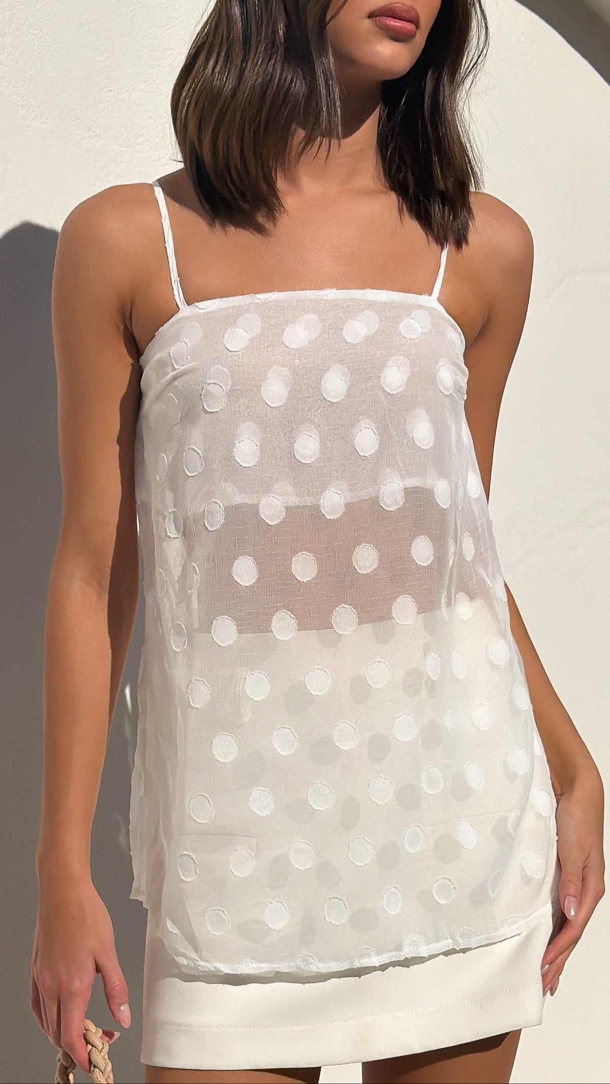 Rubi Semi Sheer Top - White Spot - Billy J