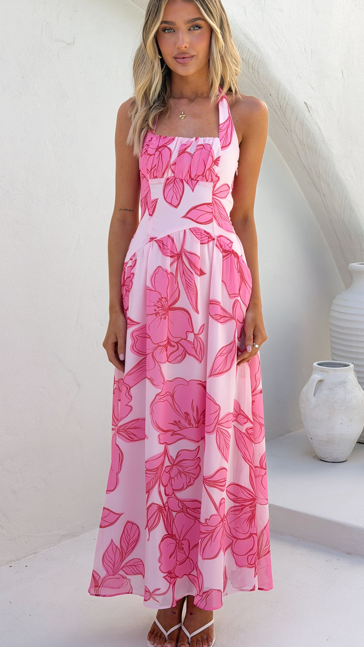 Blase Maxi Dress - Pink Floral - Billy J