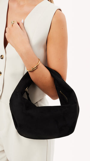 Renee Shoulder Bag - Black Suede - Billy J