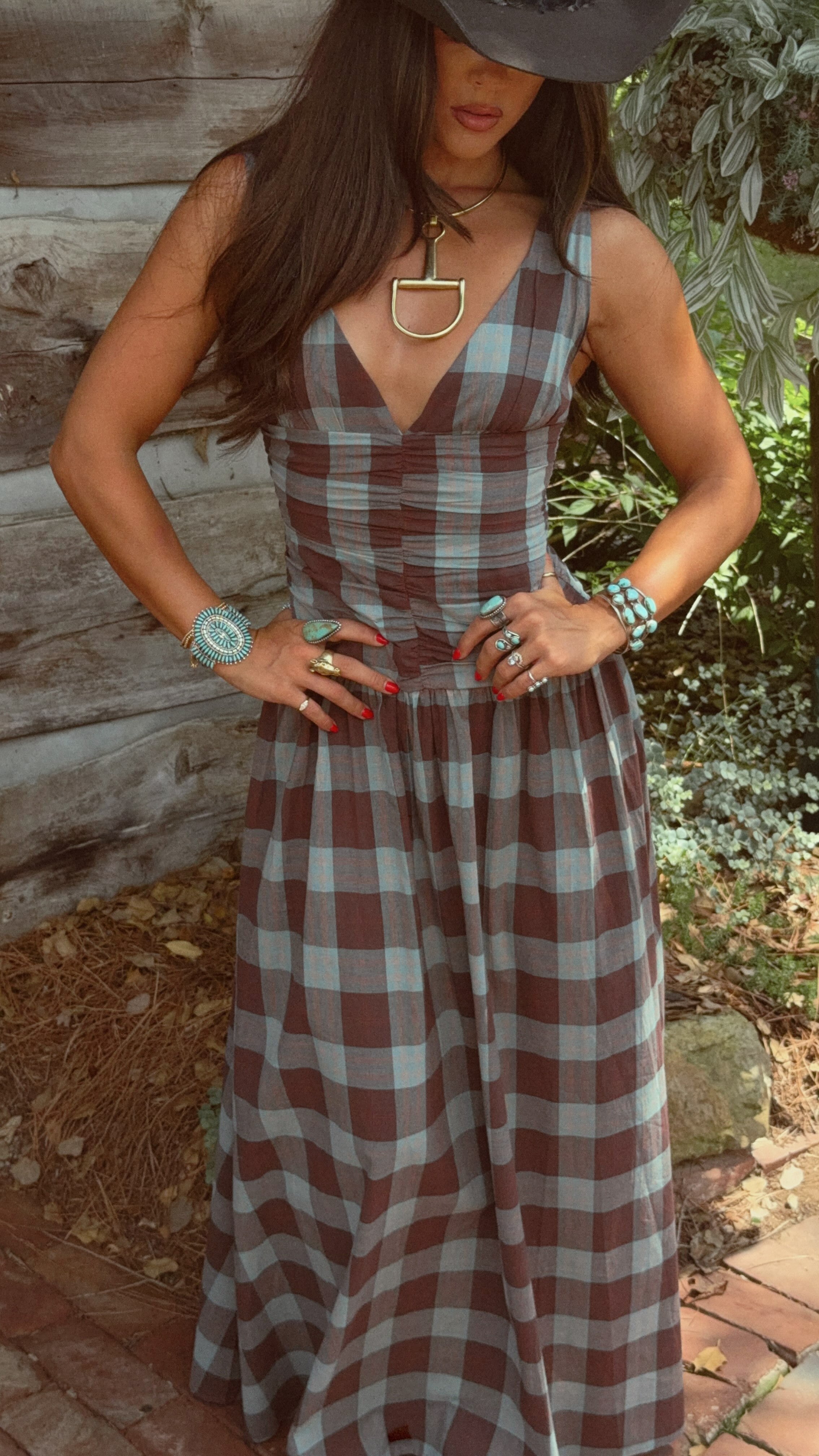 Sanya Maxi Dress - Chocolate Check - Billy J