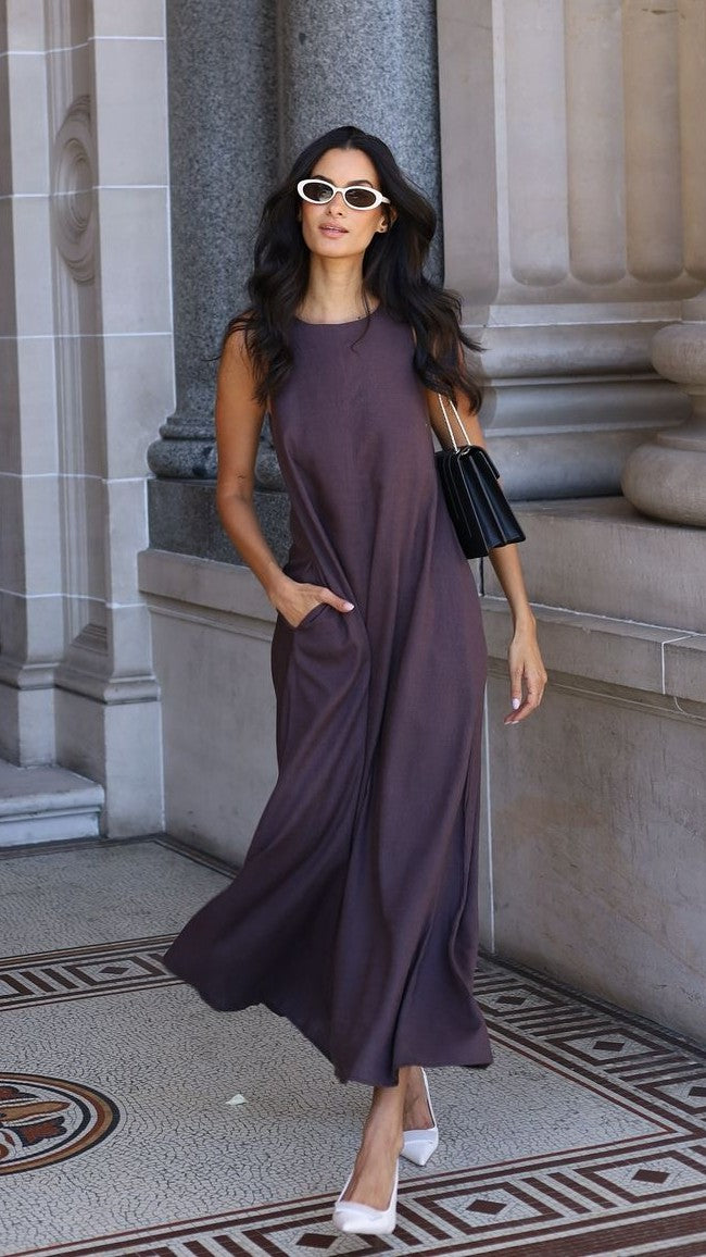 Darcy Maxi Dress - Chocolate - Billy J