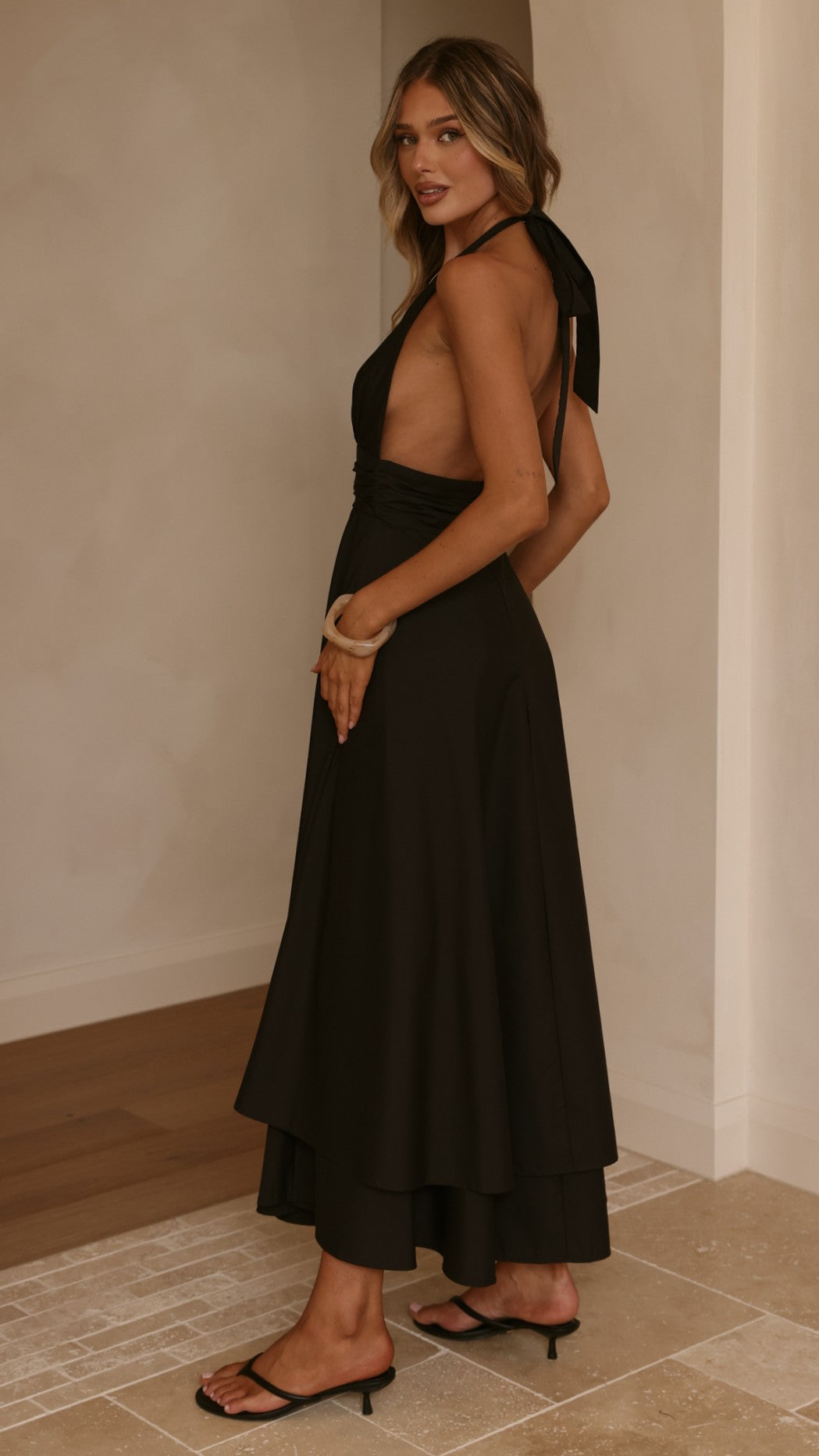 Kathy Halter Neck Maxi Dress - Black - Billy J