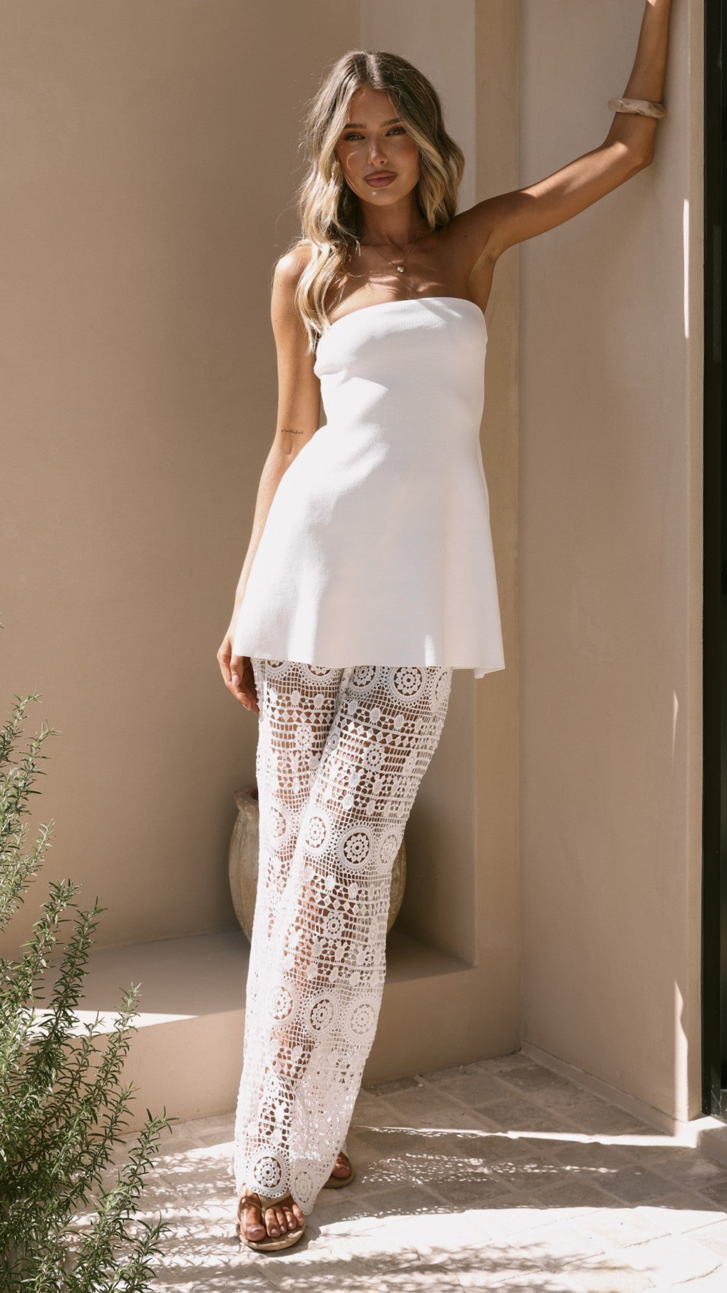 Emilia Lace Pants - White - Billy J