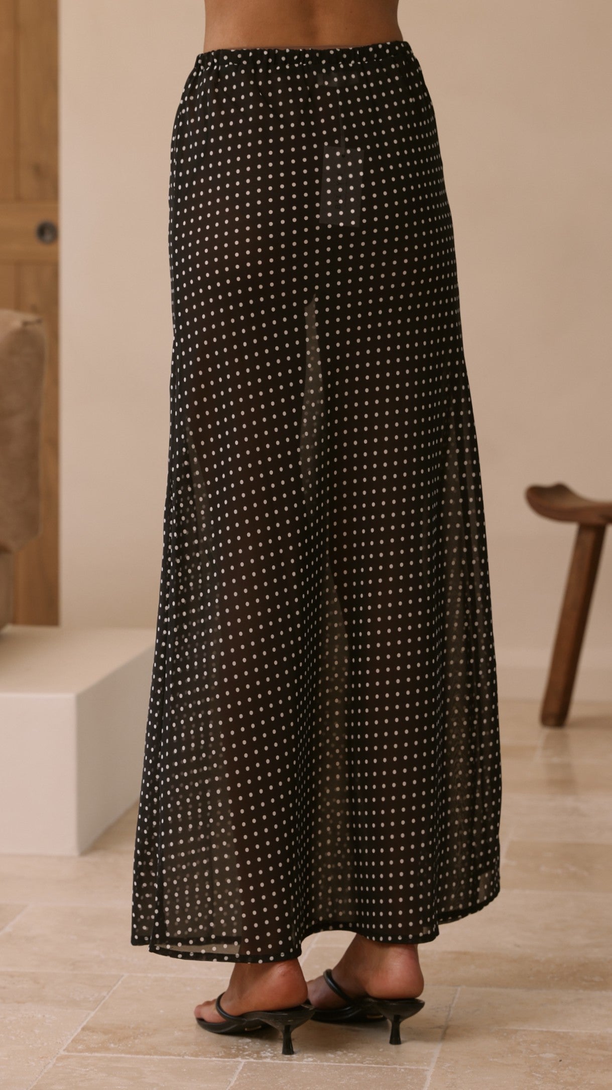 Onella Sheer Maxi Skirt - Black/White Spot - Billy J