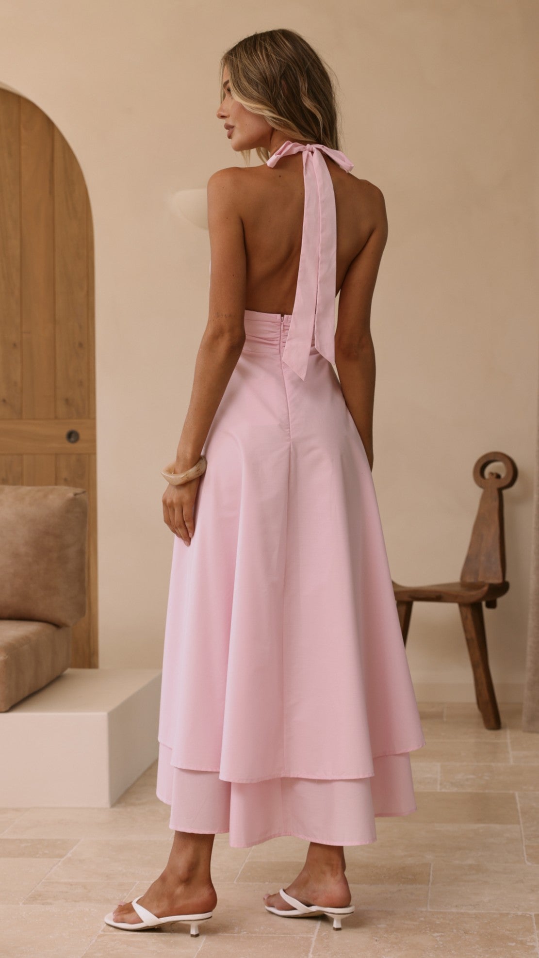 Kathy Halter Neck Maxi Dress - Light Pink - Billy J