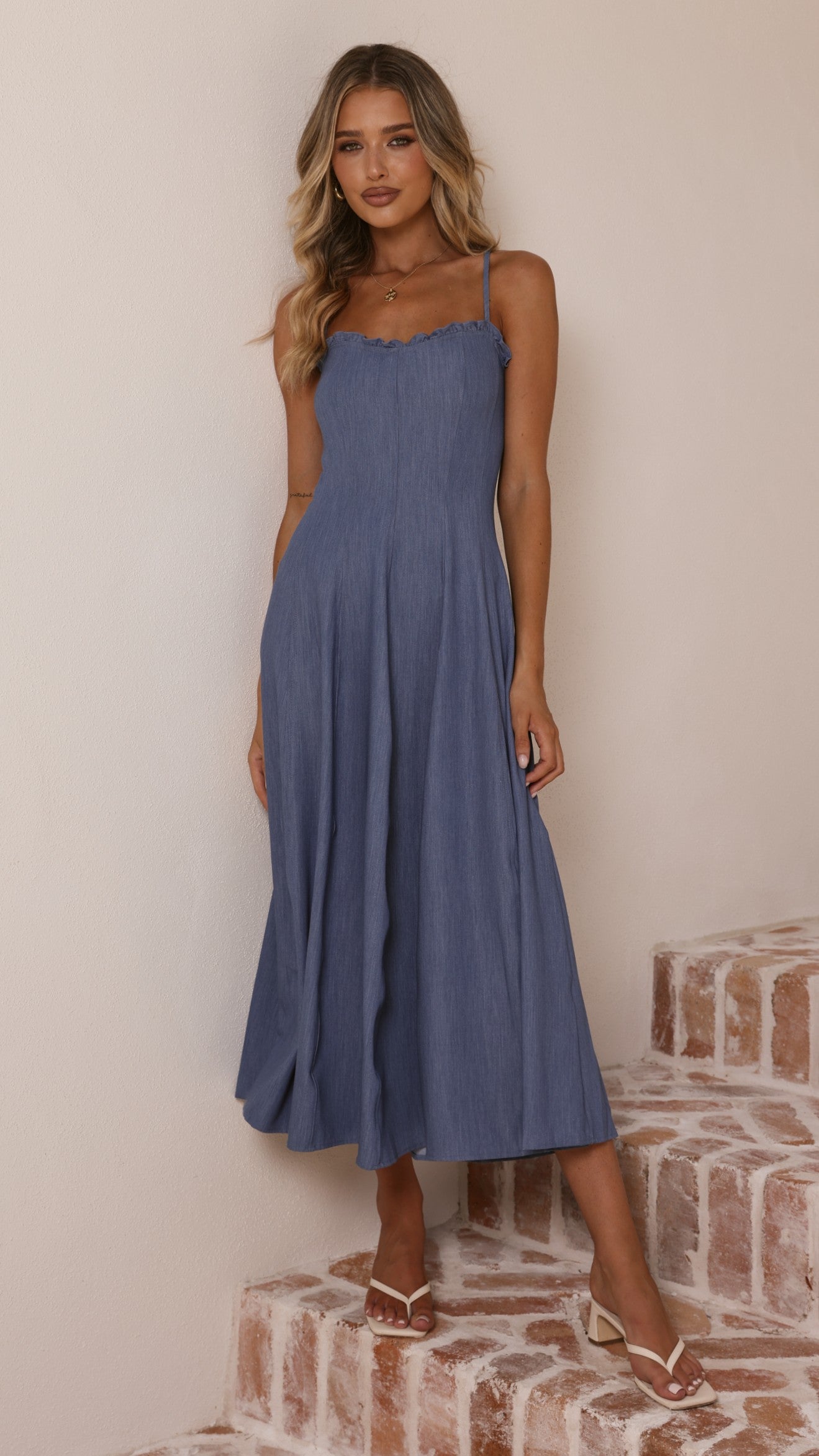 Tanya Maxi Dress - Blue Denim - Billy J