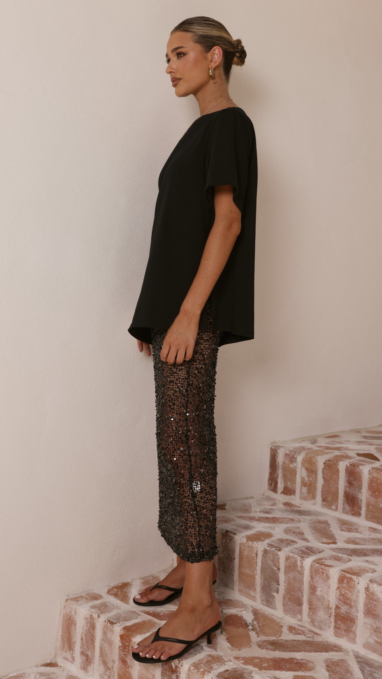 Verlo Sequins Maxi Skirt - Black - Billy J