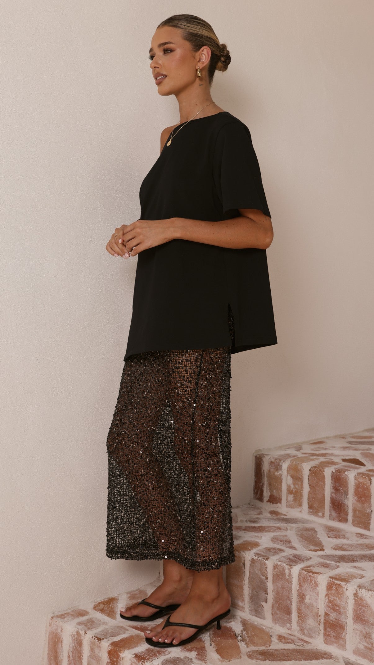 Verlo Sequins Maxi Skirt - Black - Billy J
