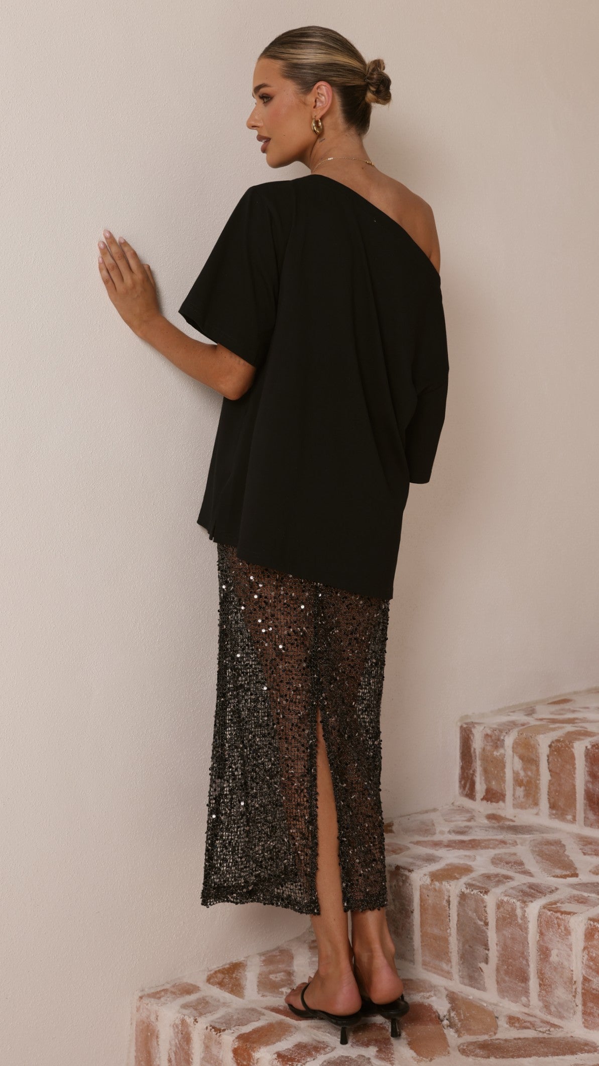 Verlo Sequins Maxi Skirt - Black - Billy J
