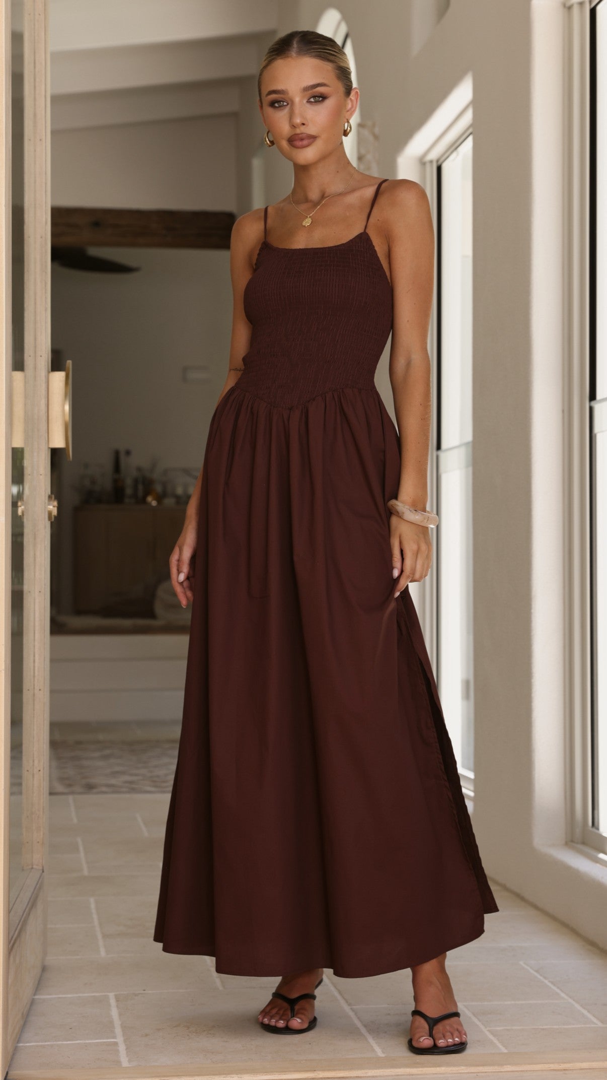Gena Maxi Dress - Chocolate - Billy J