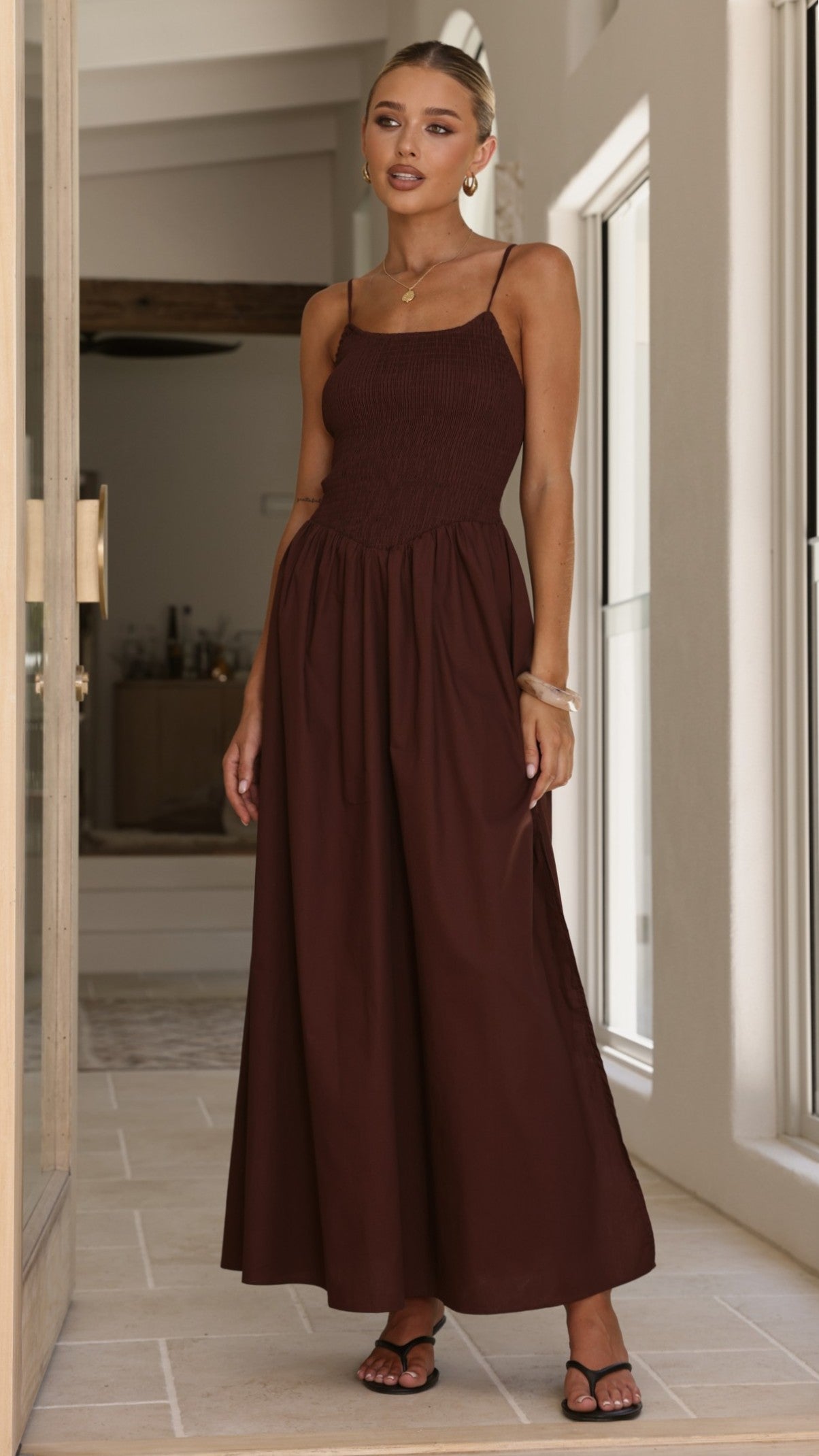 Gena Maxi Dress - Chocolate - Billy J