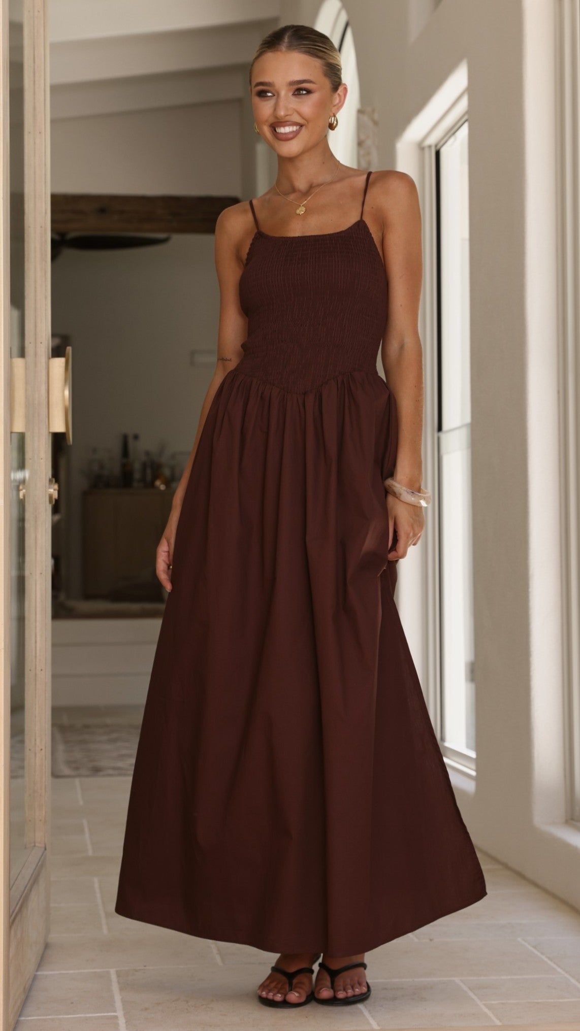 Gena Maxi Dress - Chocolate - Billy J