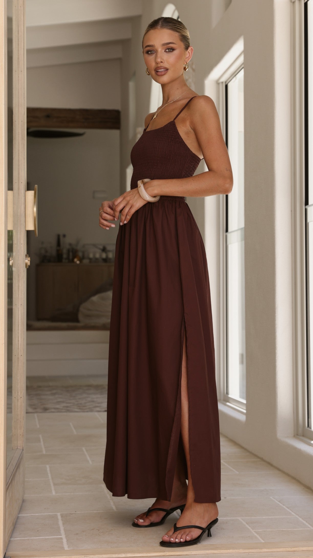 Gena Maxi Dress - Chocolate - Billy J