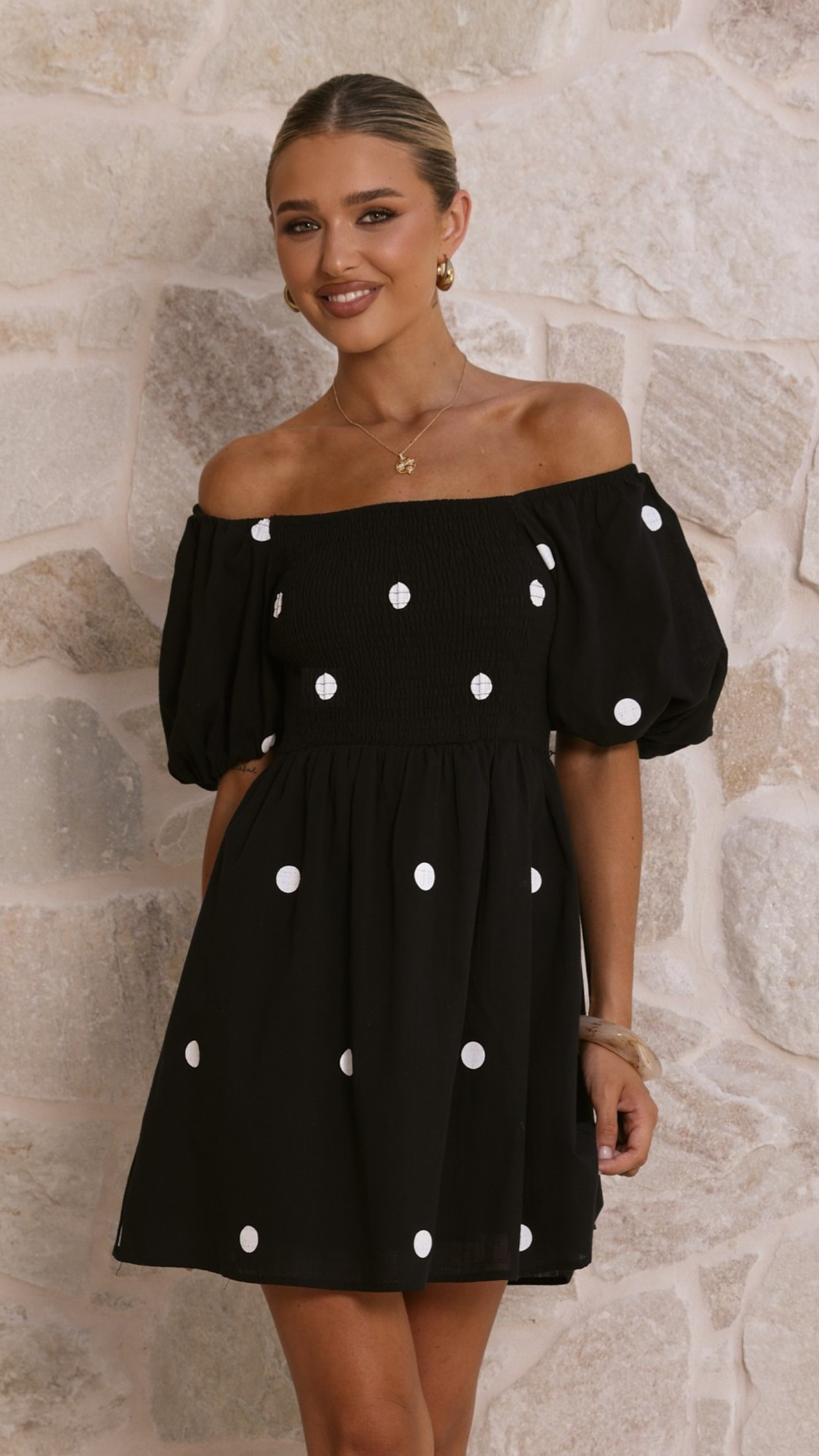 Marissa Mini Dress - Black Polka - Billy J