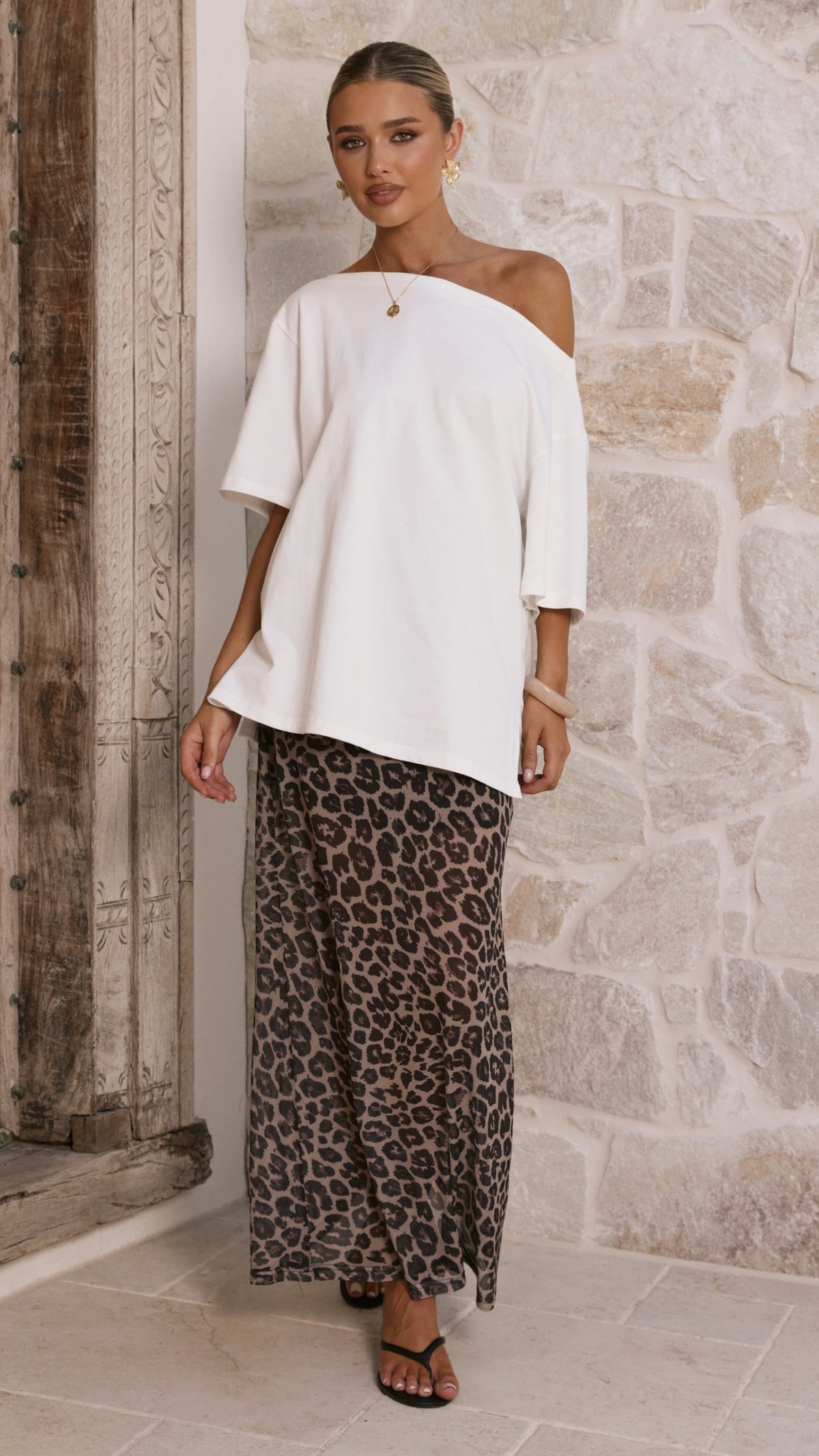 Onella Semi Sheer Maxi Skirt - Leopard Print - Billy J