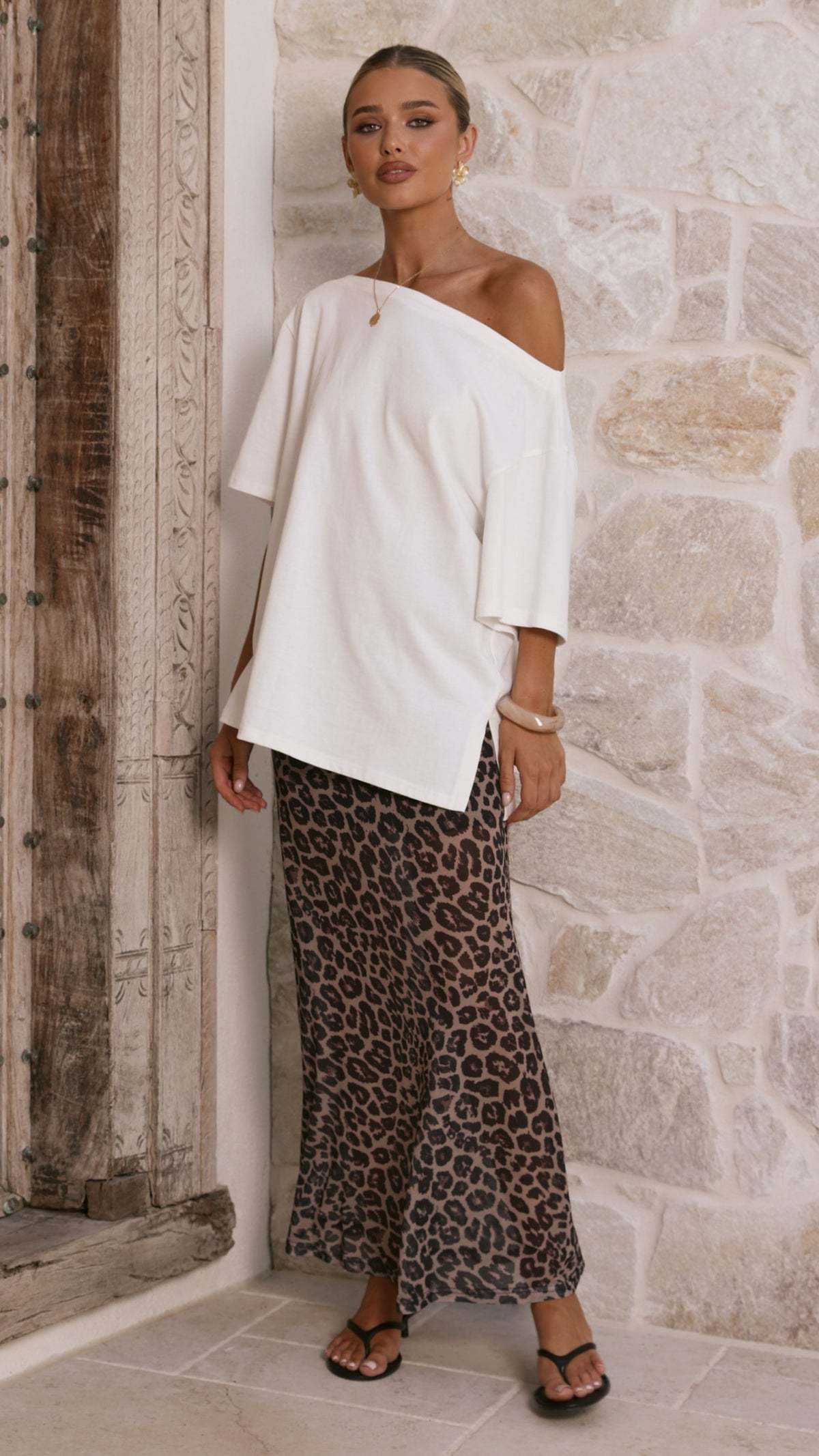 Onella Semi Sheer Maxi Skirt - Leopard Print - Billy J
