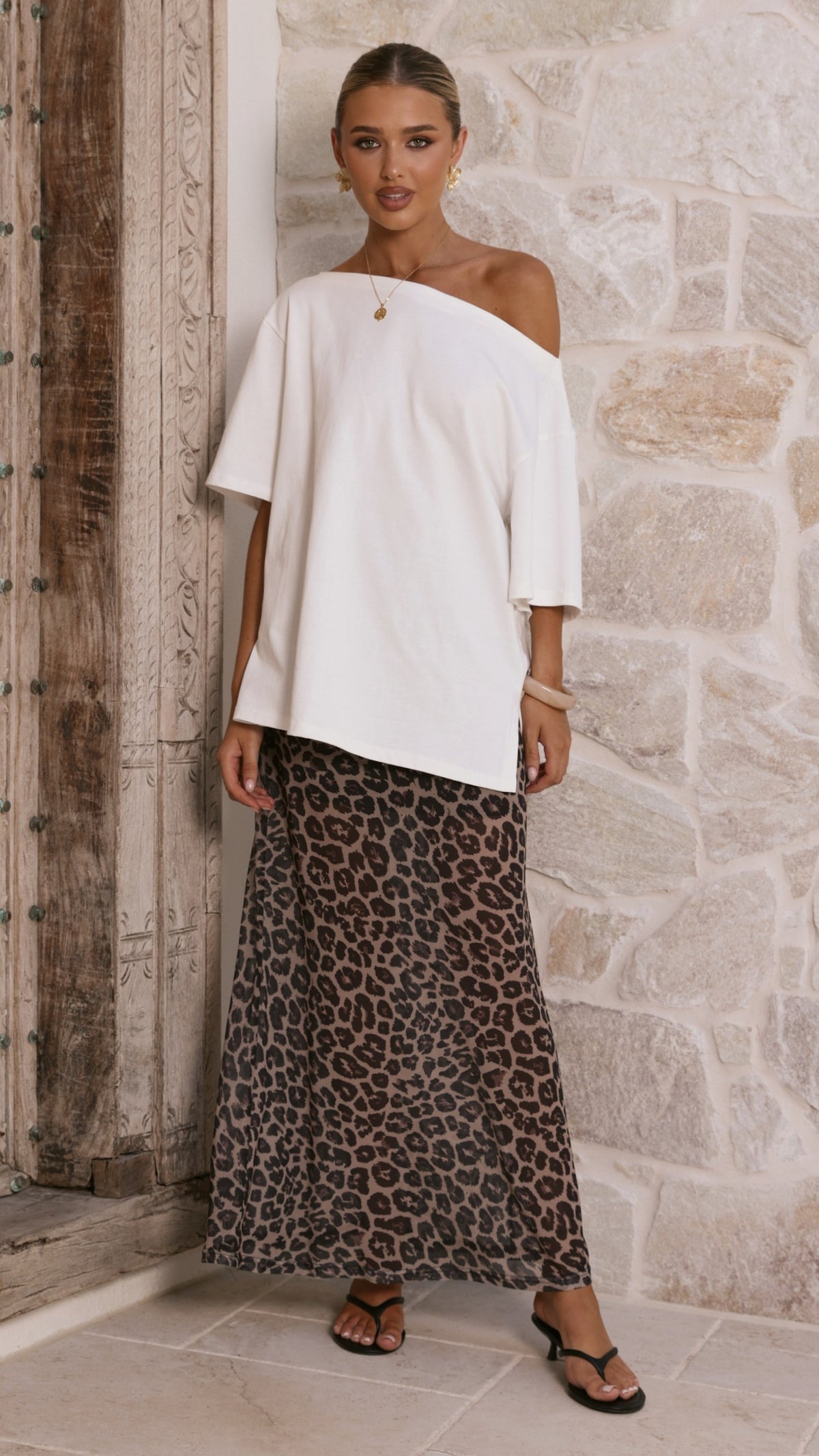 Onella Semi Sheer Maxi Skirt - Leopard Print - Billy J