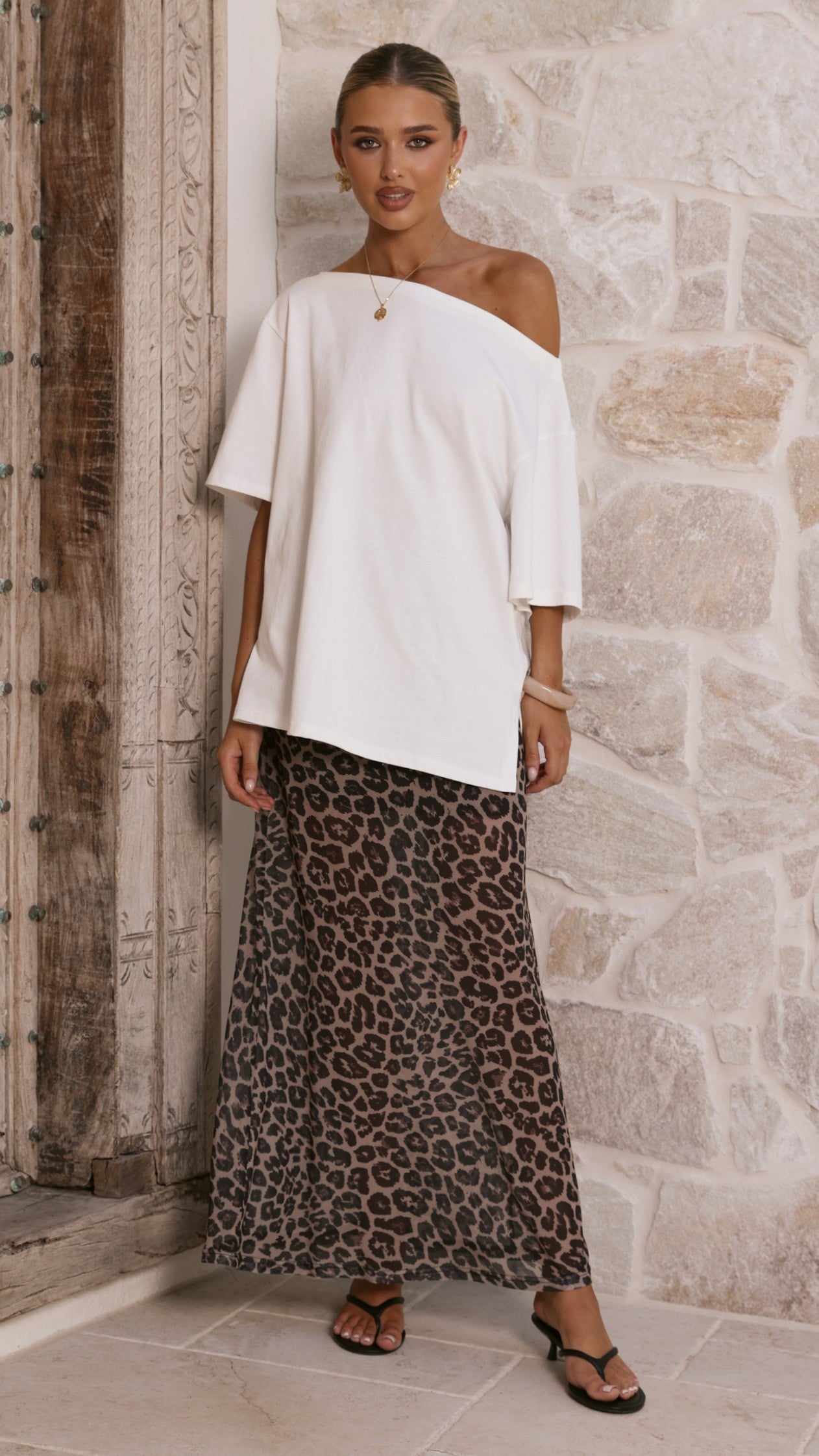 Onella Semi Sheer Maxi Skirt - Leopard Print - Billy J