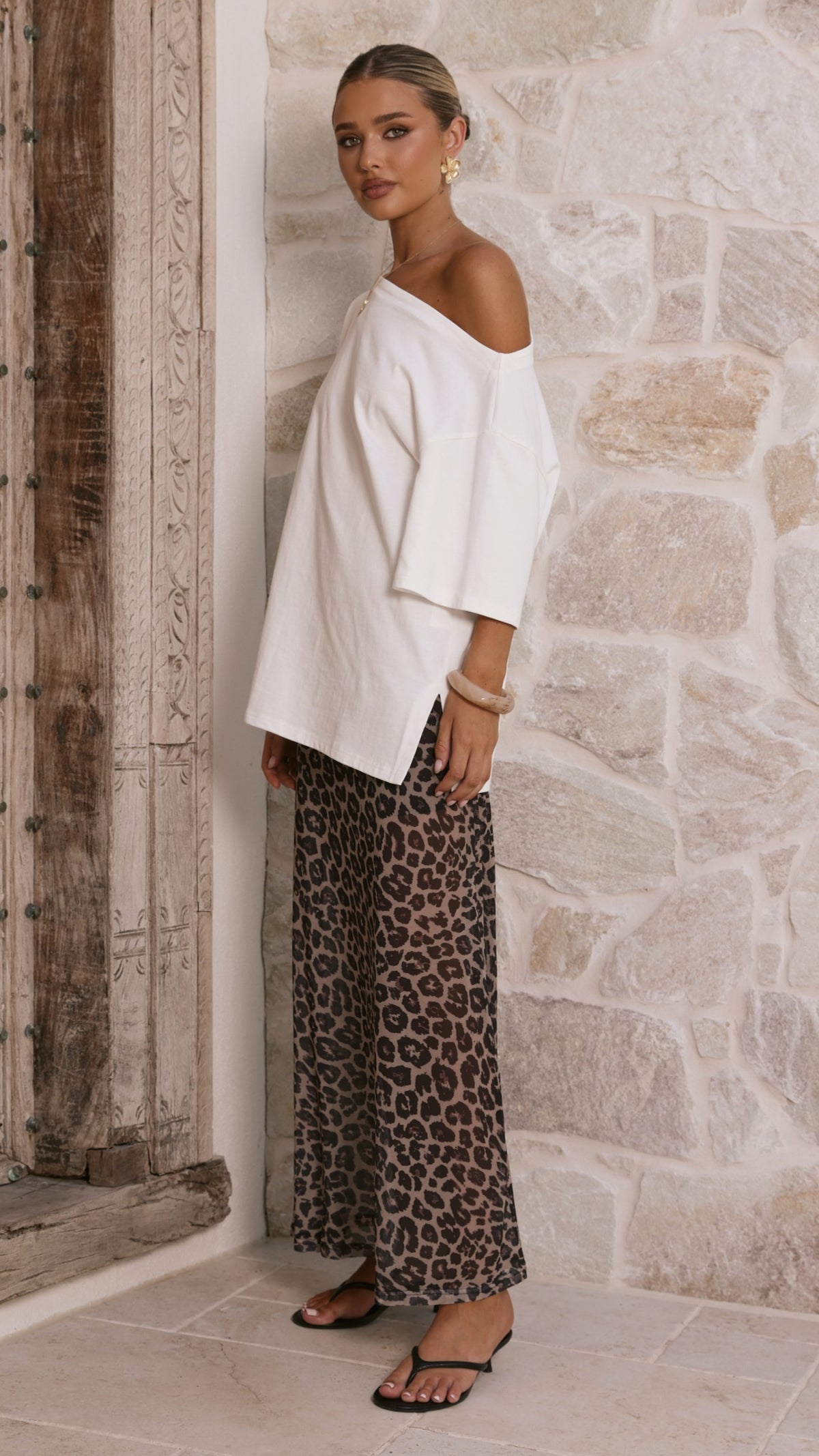 Onella Semi Sheer Maxi Skirt - Leopard Print - Billy J