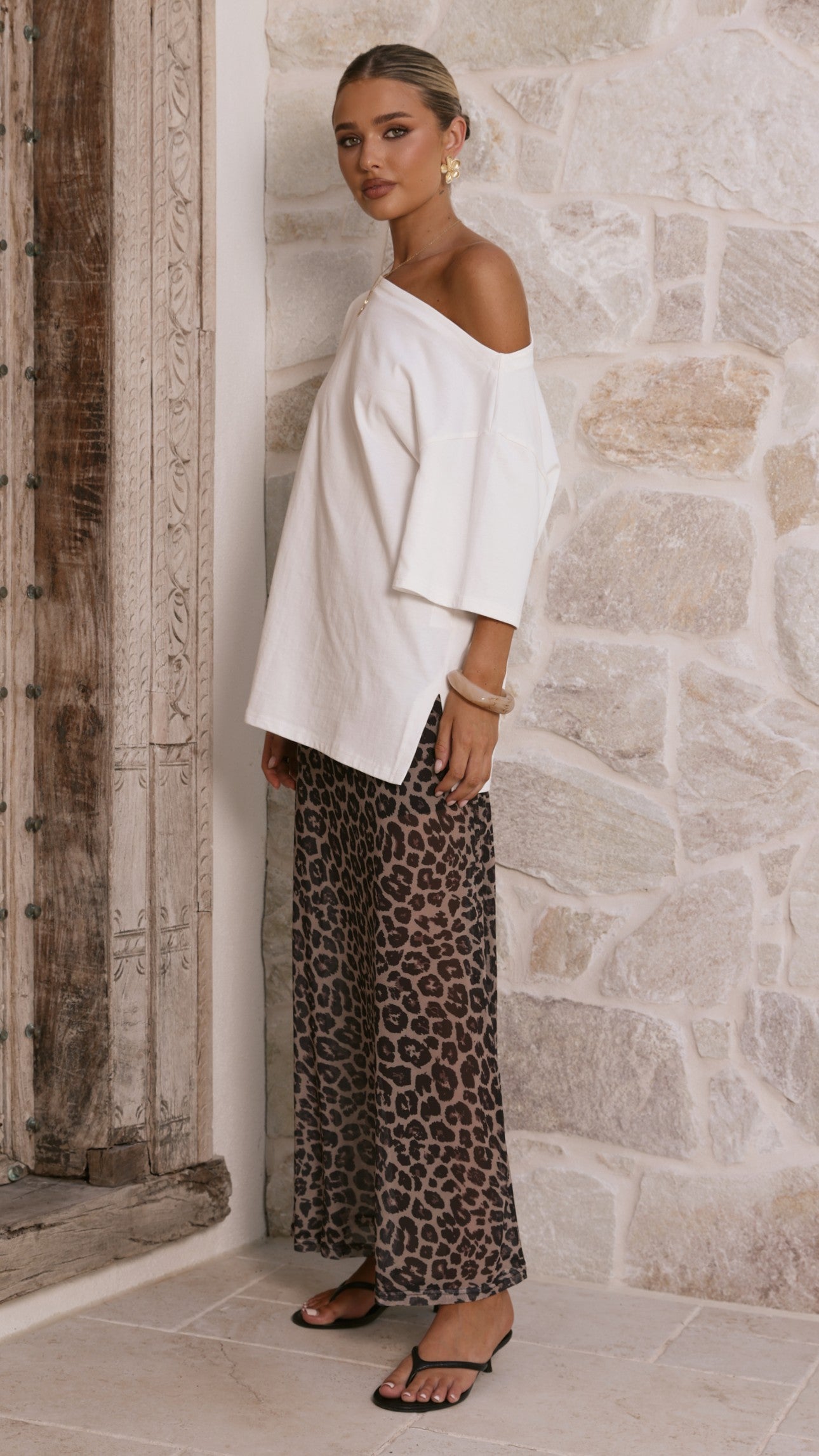 Onella Semi Sheer Maxi Skirt - Leopard Print - Billy J