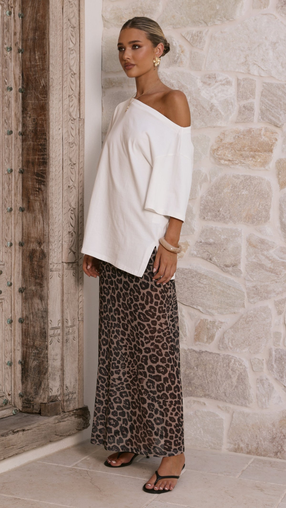 Onella Semi Sheer Maxi Skirt - Leopard Print - Billy J
