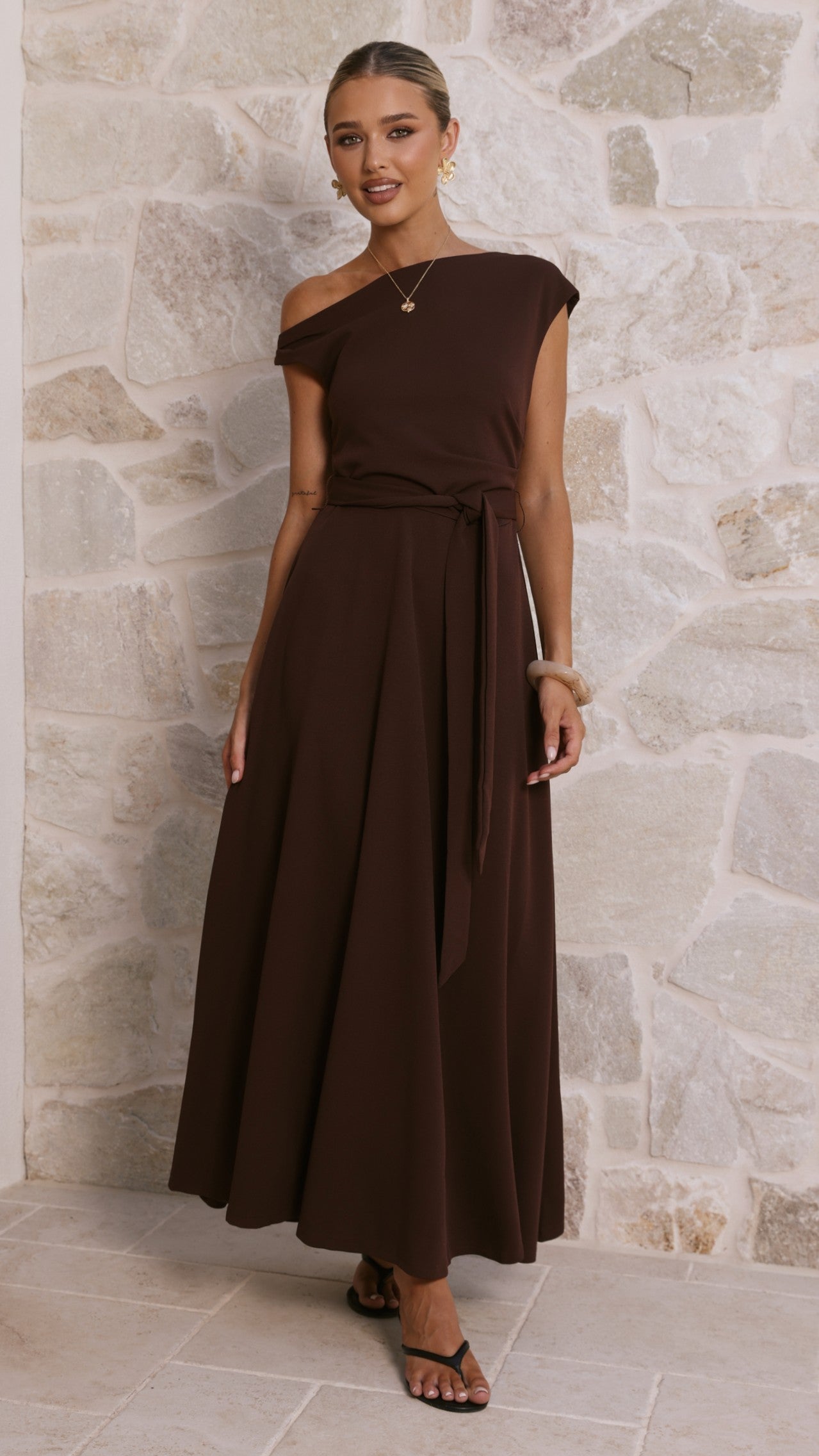 Gemma Maxi Dress - Chocolate - Billy J